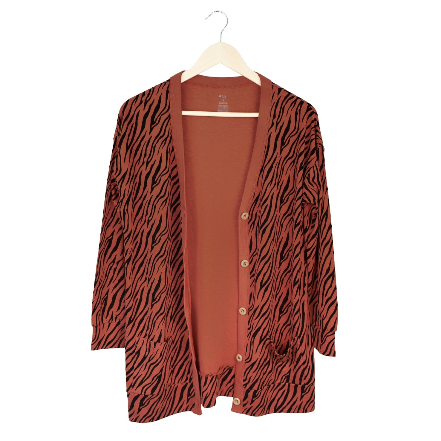 Kyte BABY Adult Bamboo Jersey Cardigan Bamboo Jersey Adult Cardigan in Rust Tiger