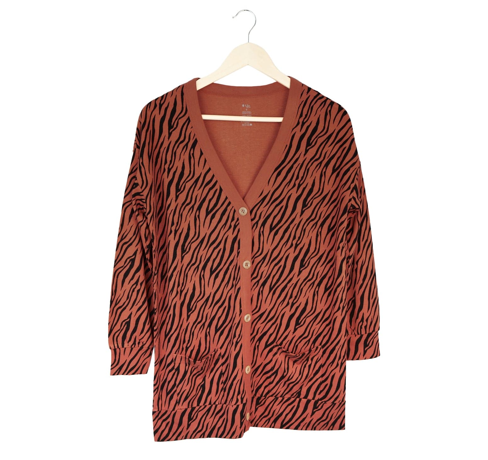Kyte BABY Adult Bamboo Jersey Cardigan Bamboo Jersey Adult Cardigan in Rust Tiger