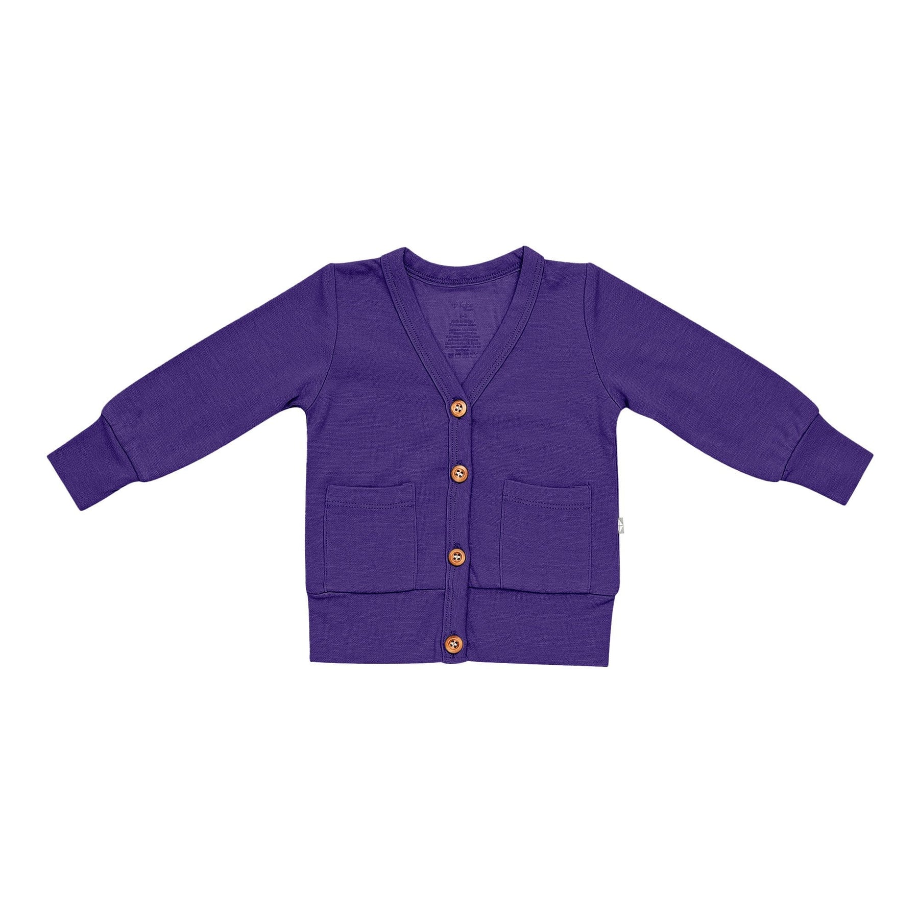 Kyte BABY Baby Cardigan Bamboo Jersey Cardigan in Eggplant