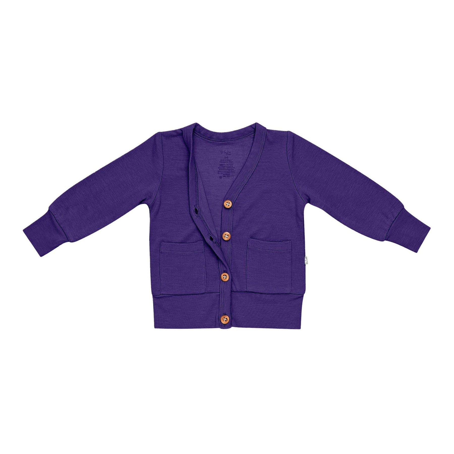 Kyte BABY Baby Cardigan Bamboo Jersey Cardigan in Eggplant
