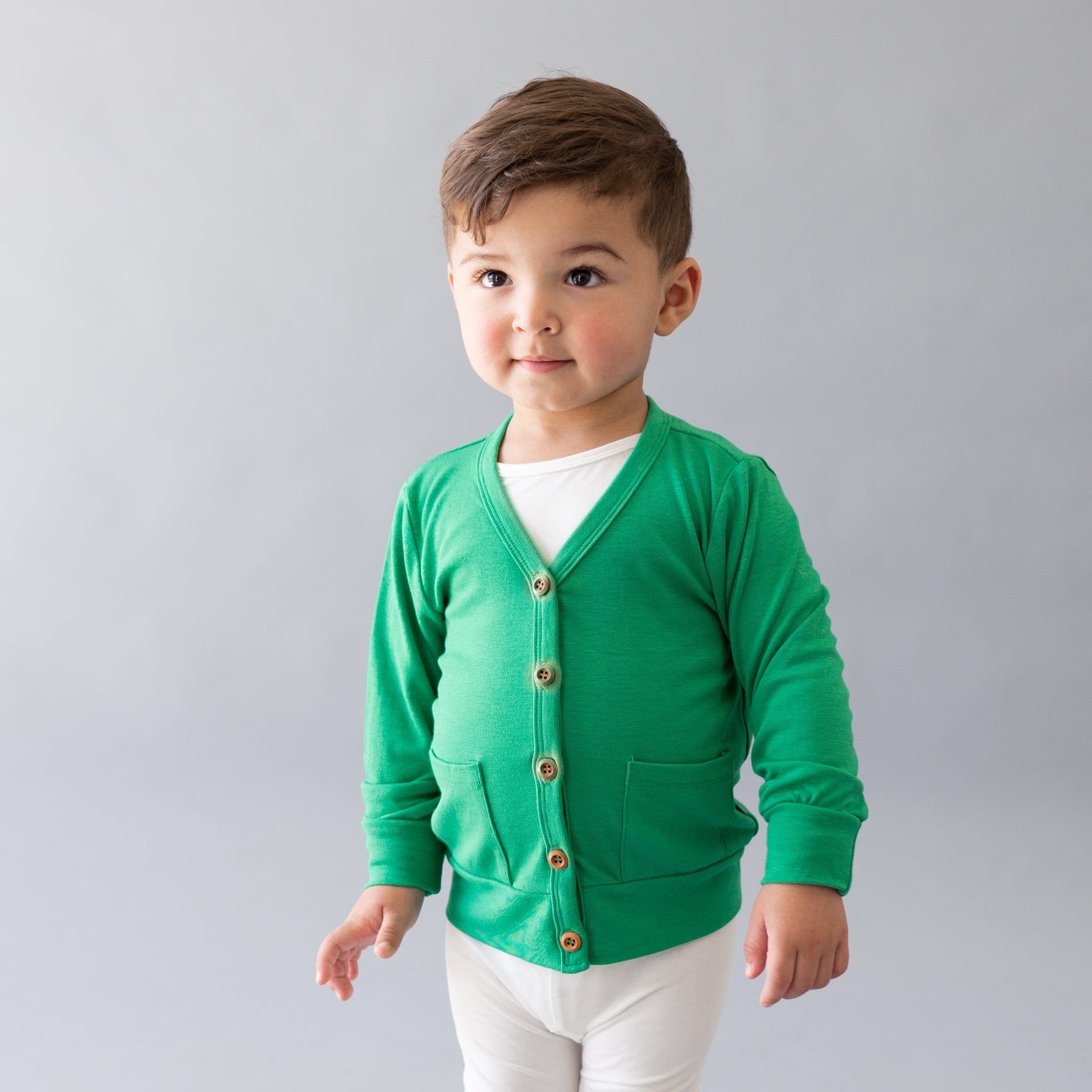 Kyte BABY Baby Cardigan Bamboo Jersey Cardigan in Fern