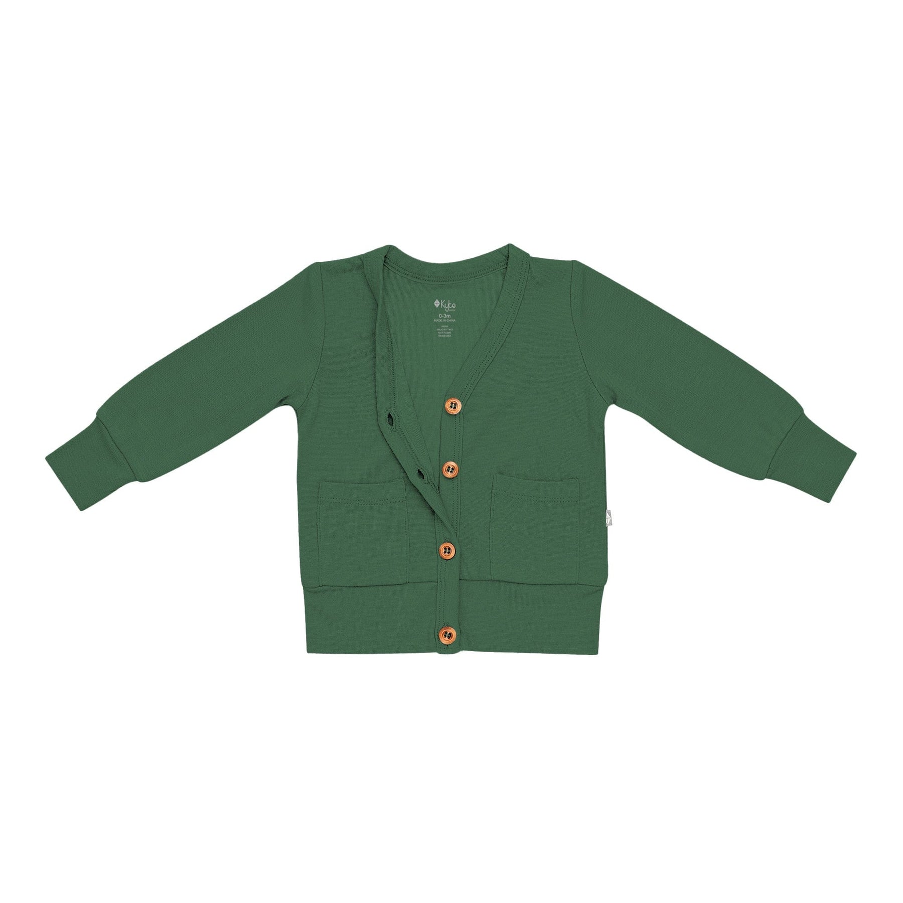 Kyte BABY Baby Cardigan Bamboo Jersey Cardigan in Hunter