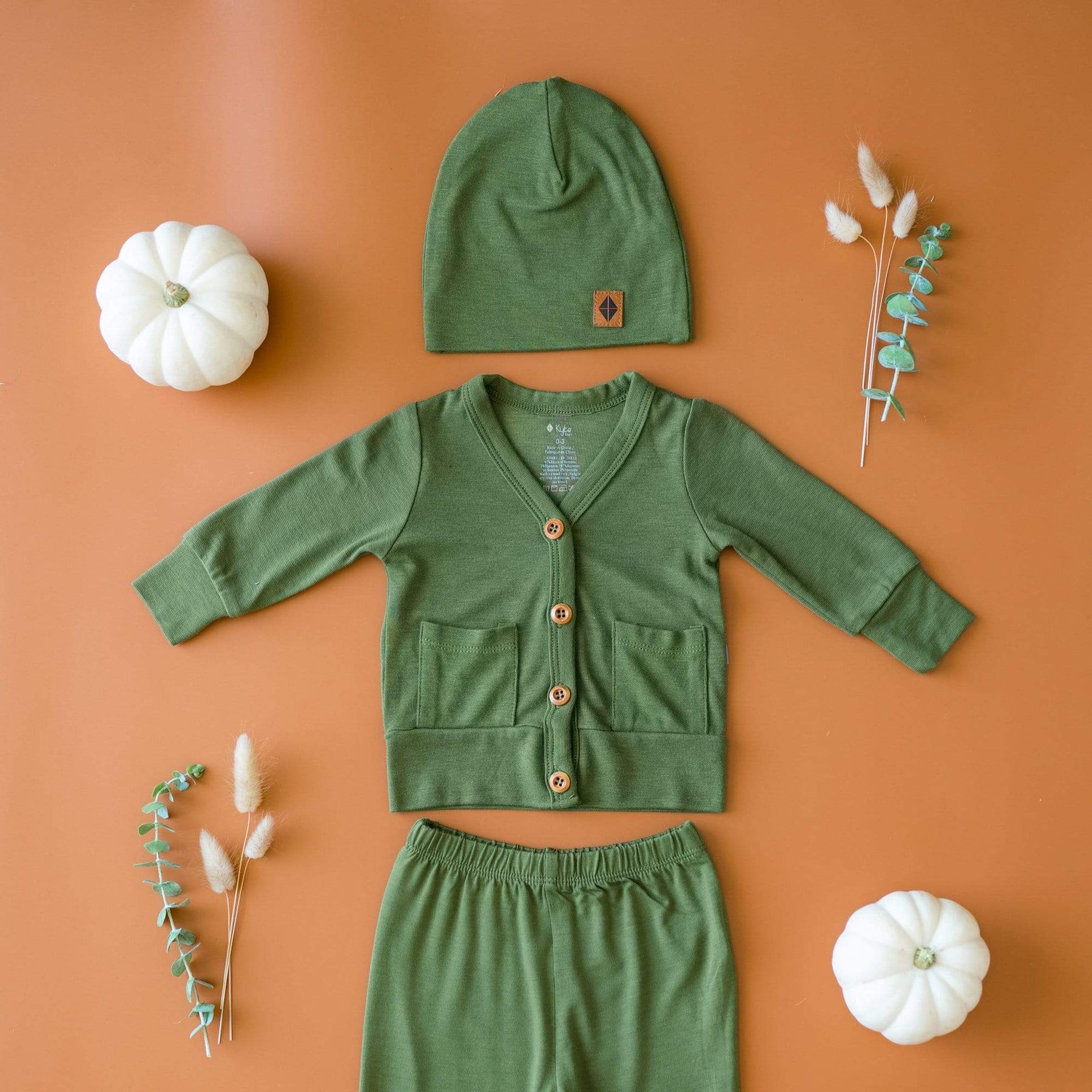 Kyte BABY Baby Cardigan Bamboo Jersey Cardigan in Olive