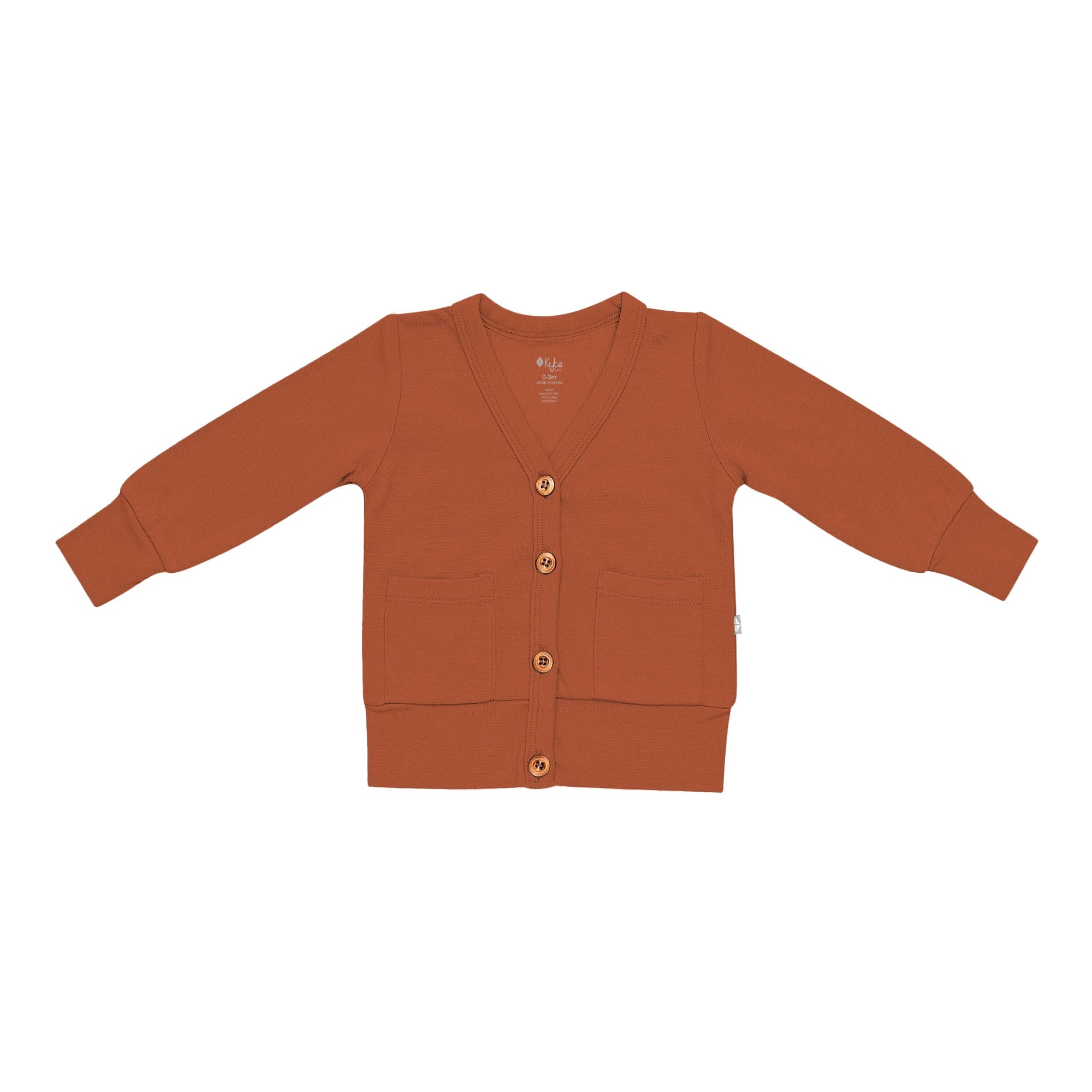 Kyte BABY Baby Cardigan Bamboo Jersey Cardigan in Rust