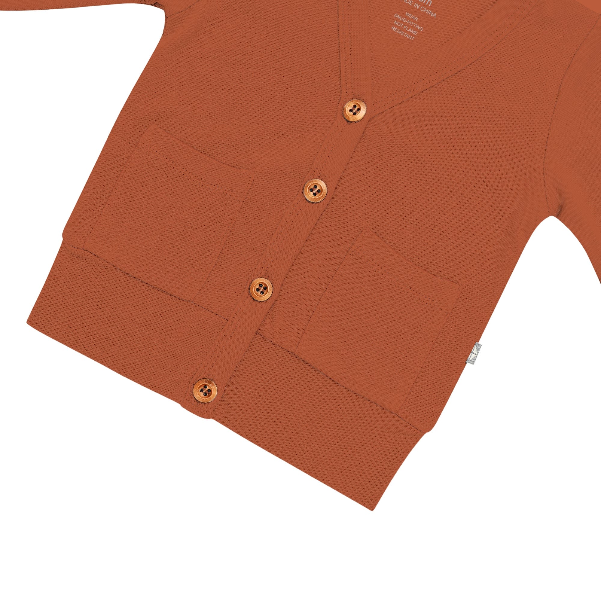 Kyte BABY Baby Cardigan Bamboo Jersey Cardigan in Rust