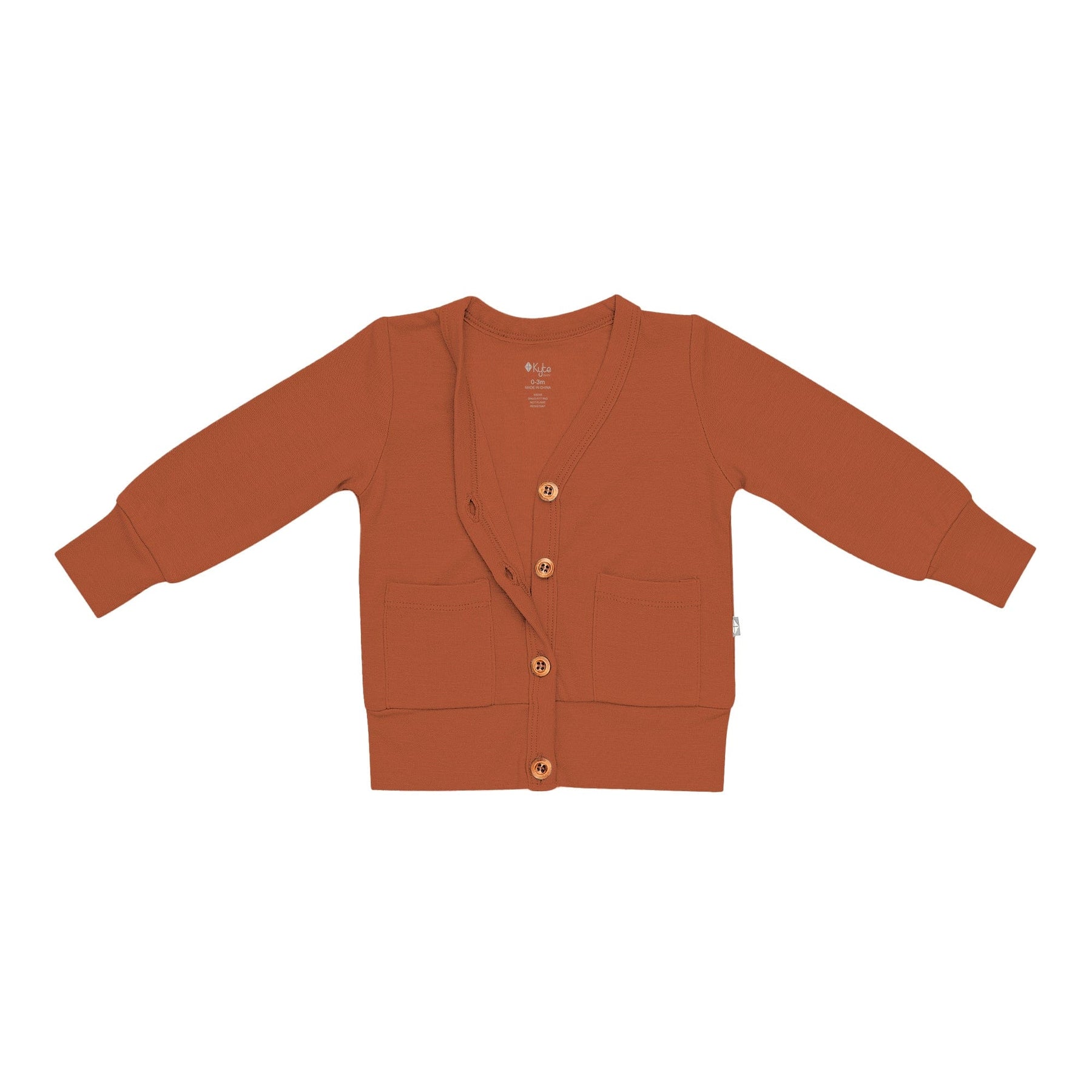 Kyte BABY Baby Cardigan Bamboo Jersey Cardigan in Rust