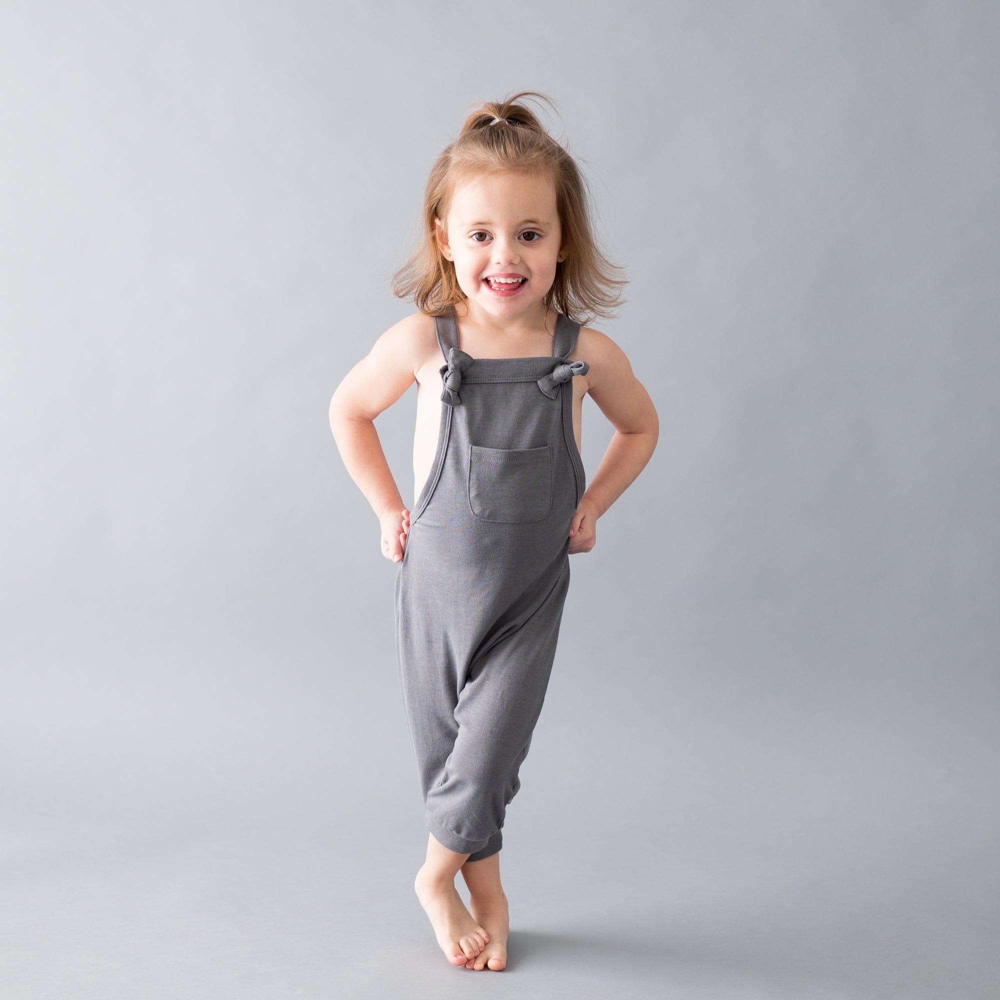 Kyte BABY Baby Overall Bamboo Jersey Overall in Charcoal