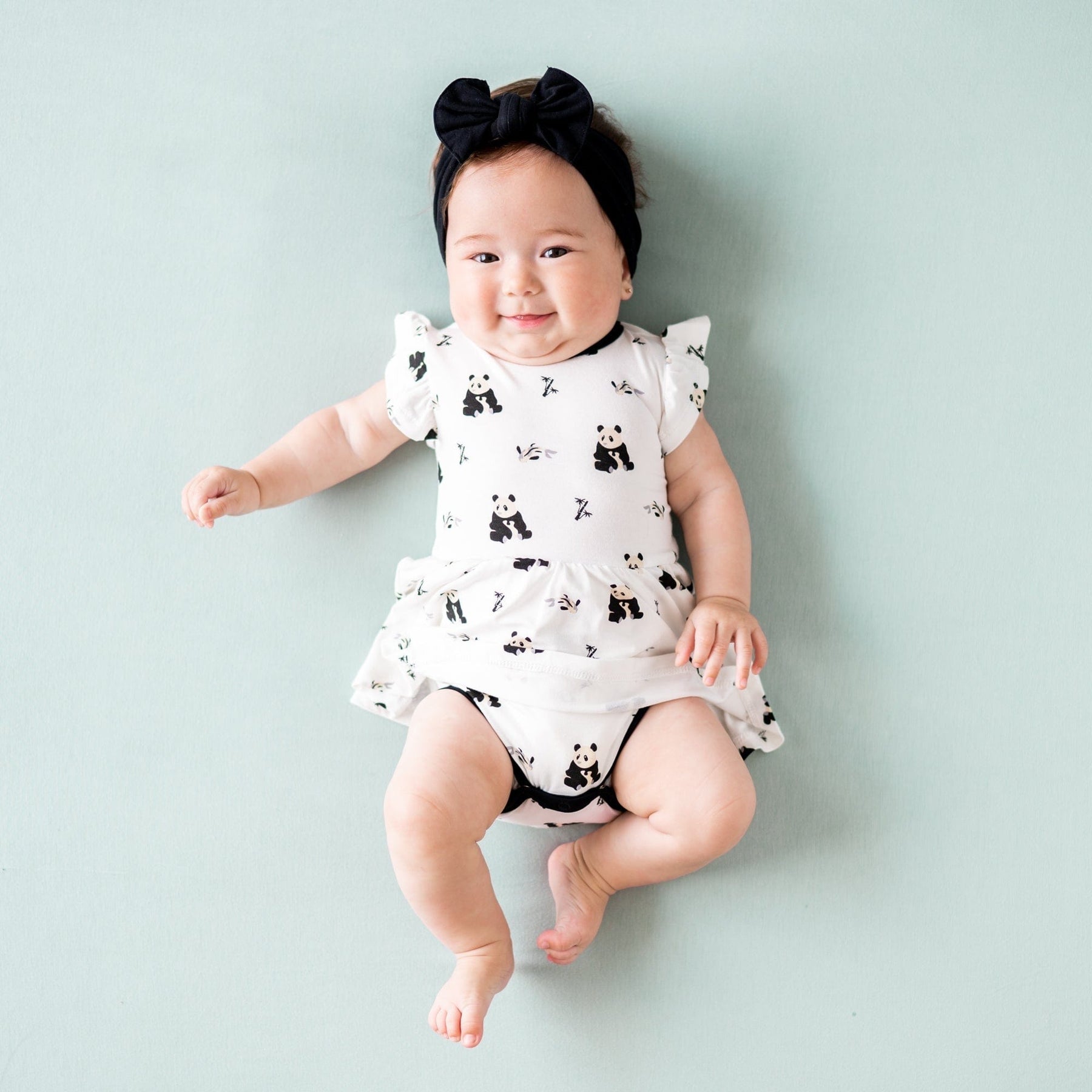 Kyte BABY Bodysuit Dress Twirl Bodysuit Dress in Black and White Zen