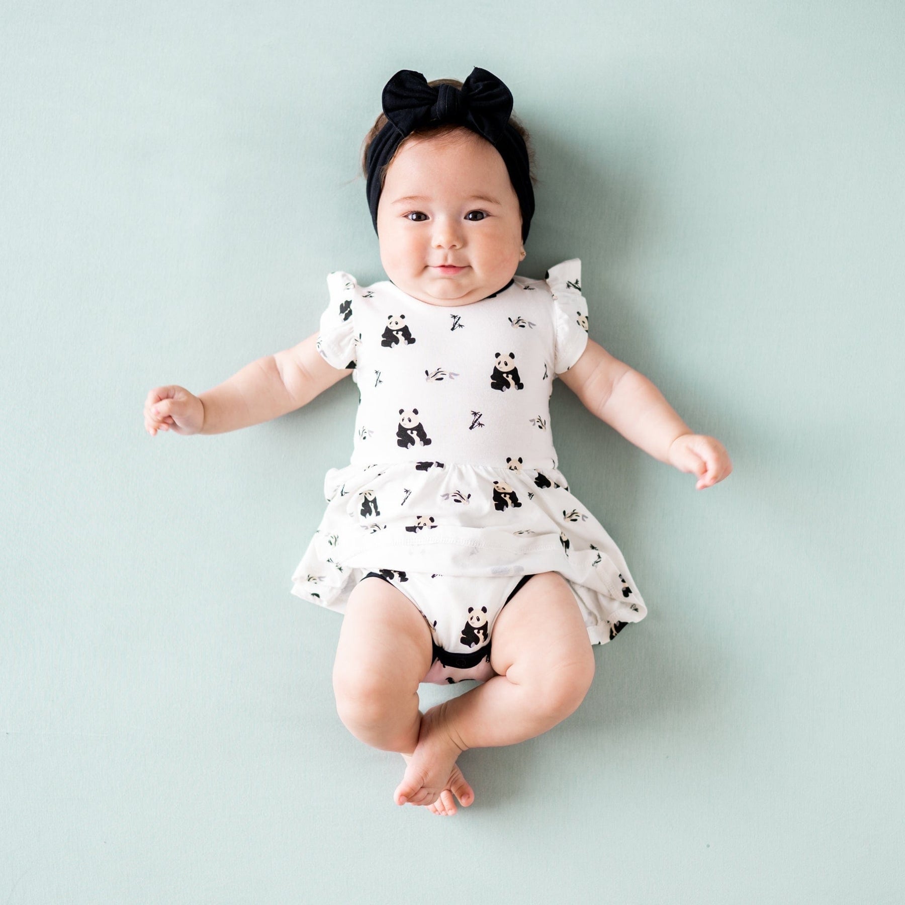 Kyte BABY Bodysuit Dress Twirl Bodysuit Dress in Black and White Zen