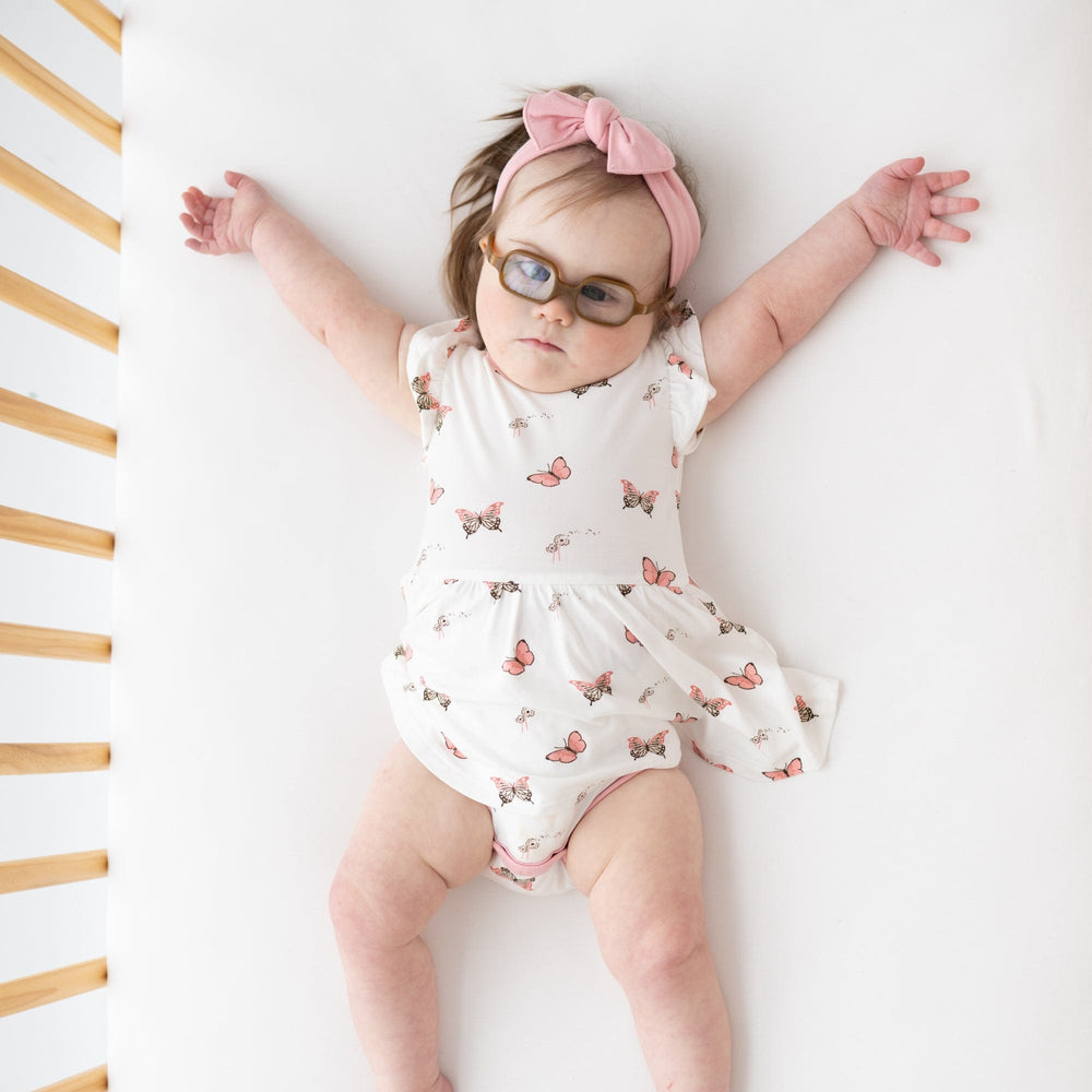 Kyte Baby Pointelle Bodysuit Dress - Spray Rose