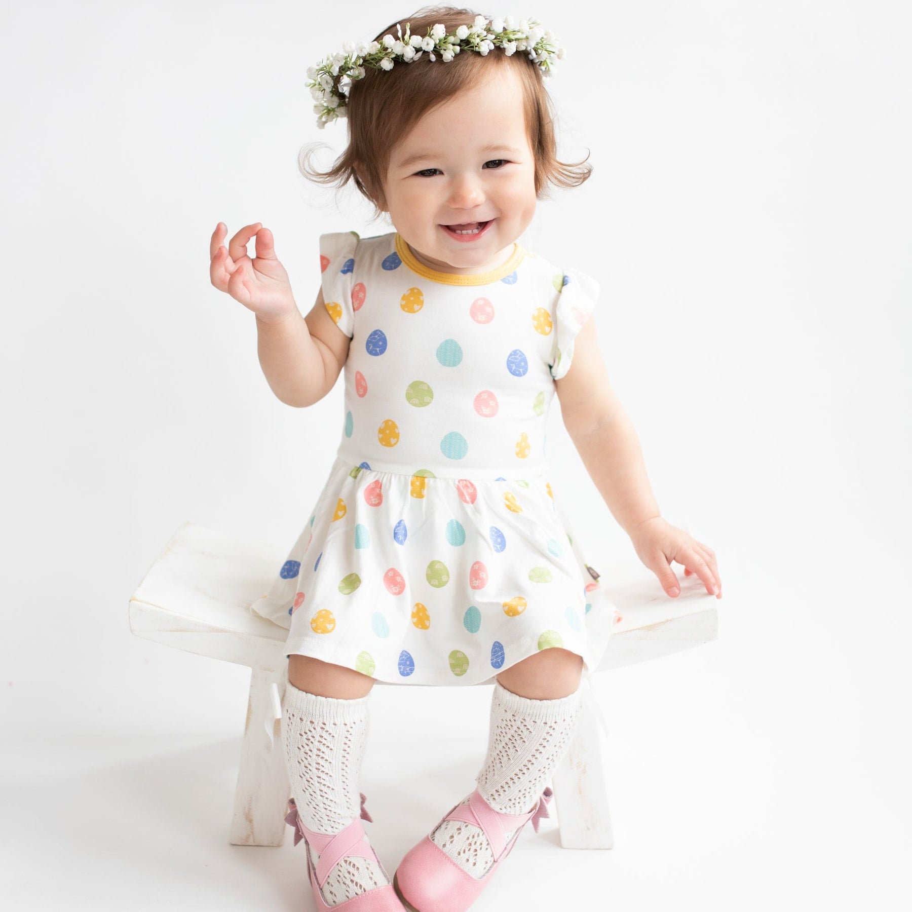 Kyte BABY Bodysuit Dress Twirl Bodysuit Dress in Spring Egg