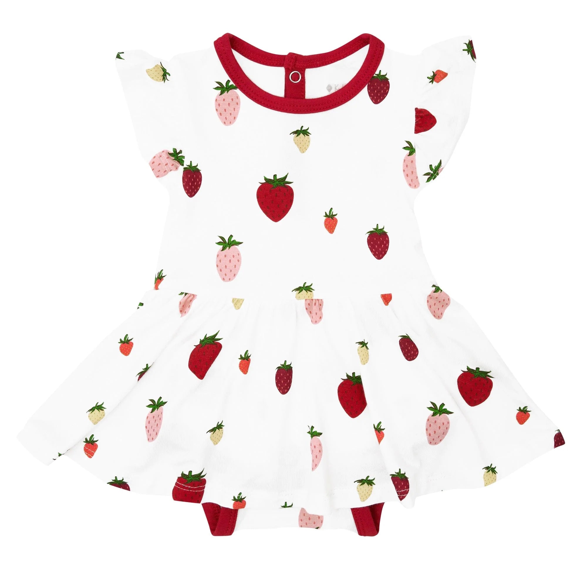 Kyte BABY Bodysuit Dress Twirl Bodysuit Dress in Strawberry
