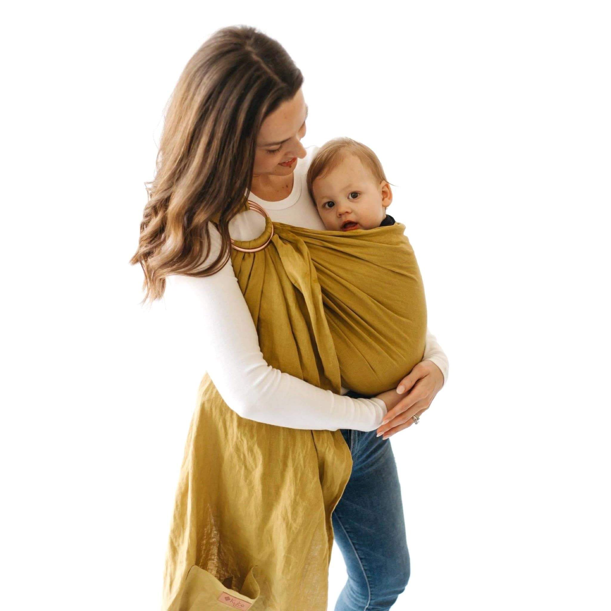 Kyte BABY Carrier Banyan with Rose Gold Rings / OS Ring Sling in Banyan