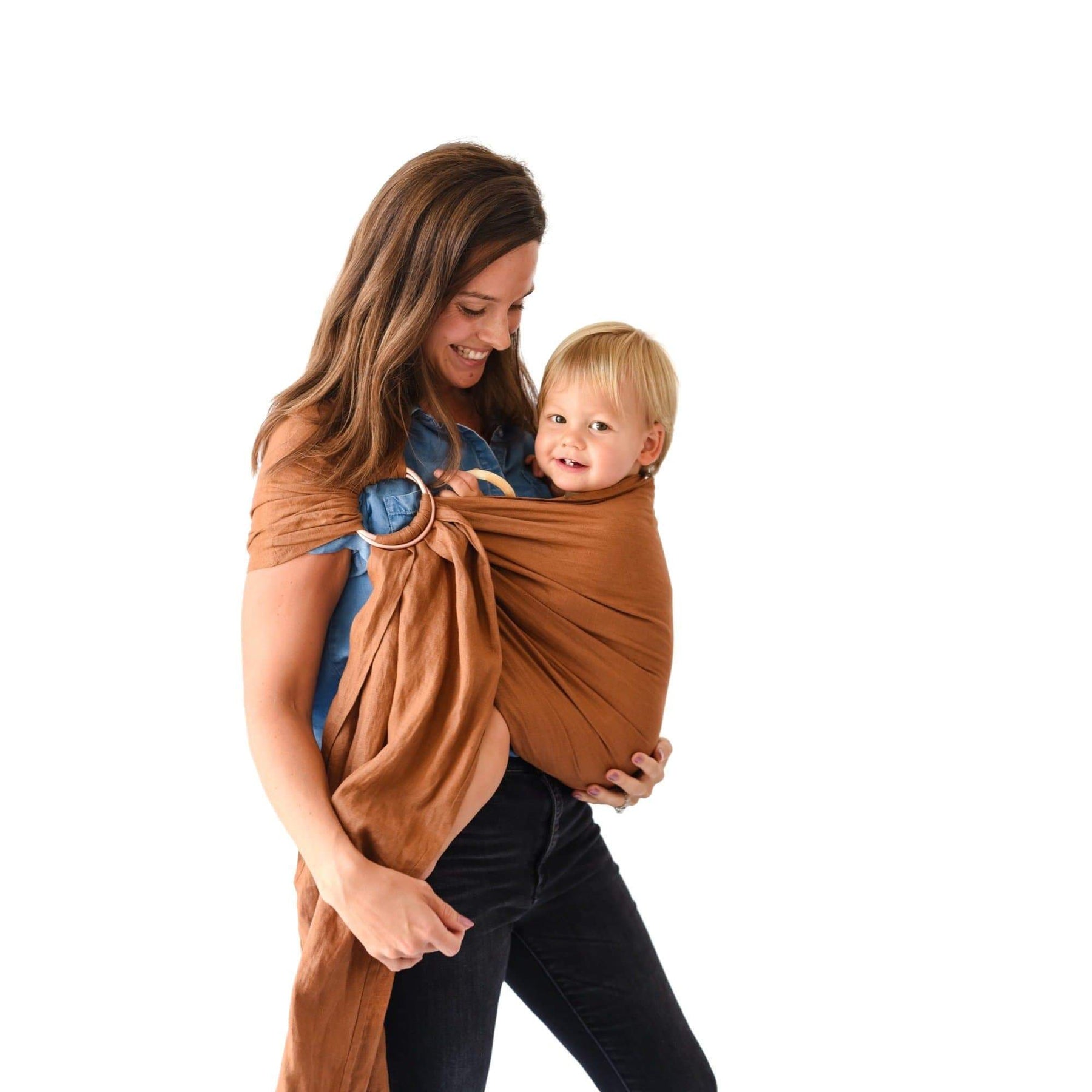 Kyte BABY Carrier Cedar with Rose Gold Rings / OS Ring Sling in Cedar with Rose Gold Rings