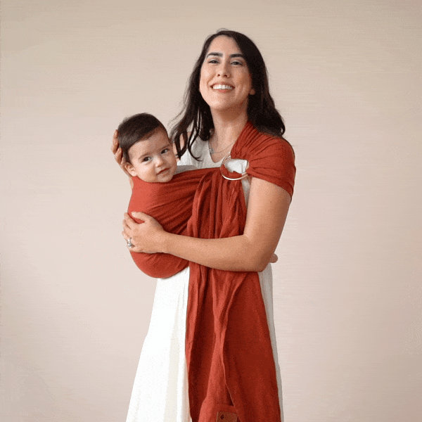 Kyte BABY Carrier CInnamon with Rose Gold Rings / OS Ring Sling in Cinnamon