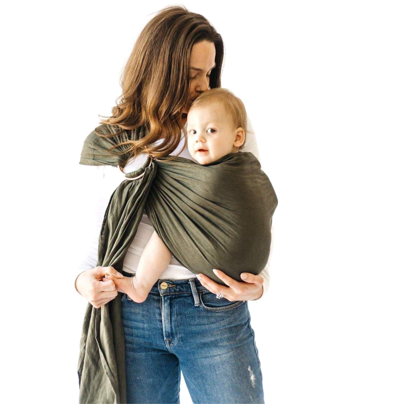 Kyte BABY Carrier Evergreen with Rose Gold Rings / OS Ring Sling in Evergreen