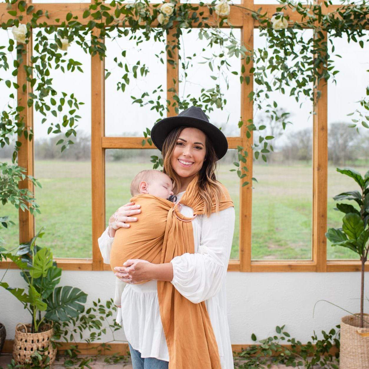 Kyte BABY Carrier Ginkgo with Rose Gold Rings / OS Ring Sling in Ginkgo