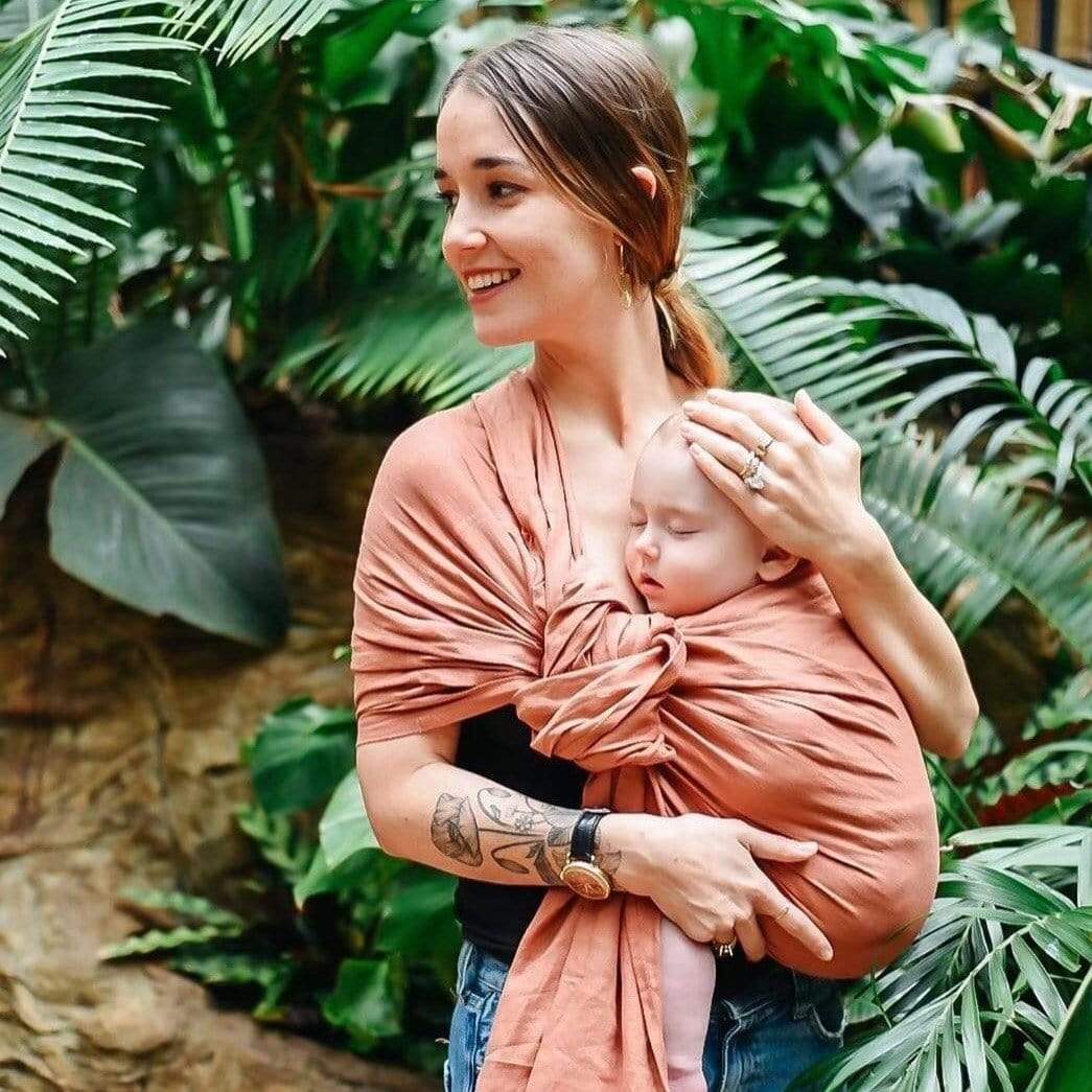Kyte BABY Carrier Redwood with Rose Gold Rings / OS Ring Sling in Redwood