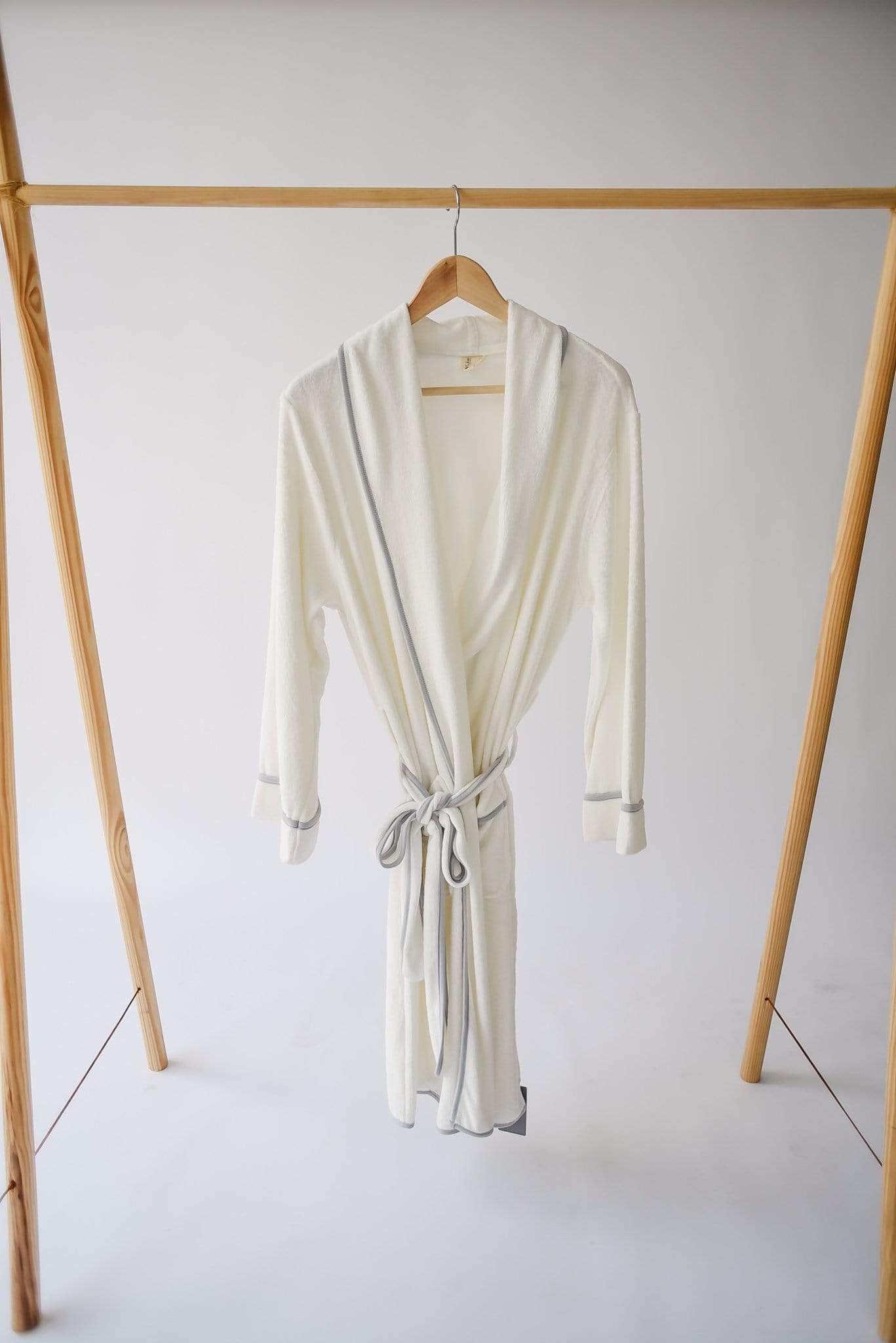 Adult Bath Robe in Cloud with Storm Trim - Kyte Baby