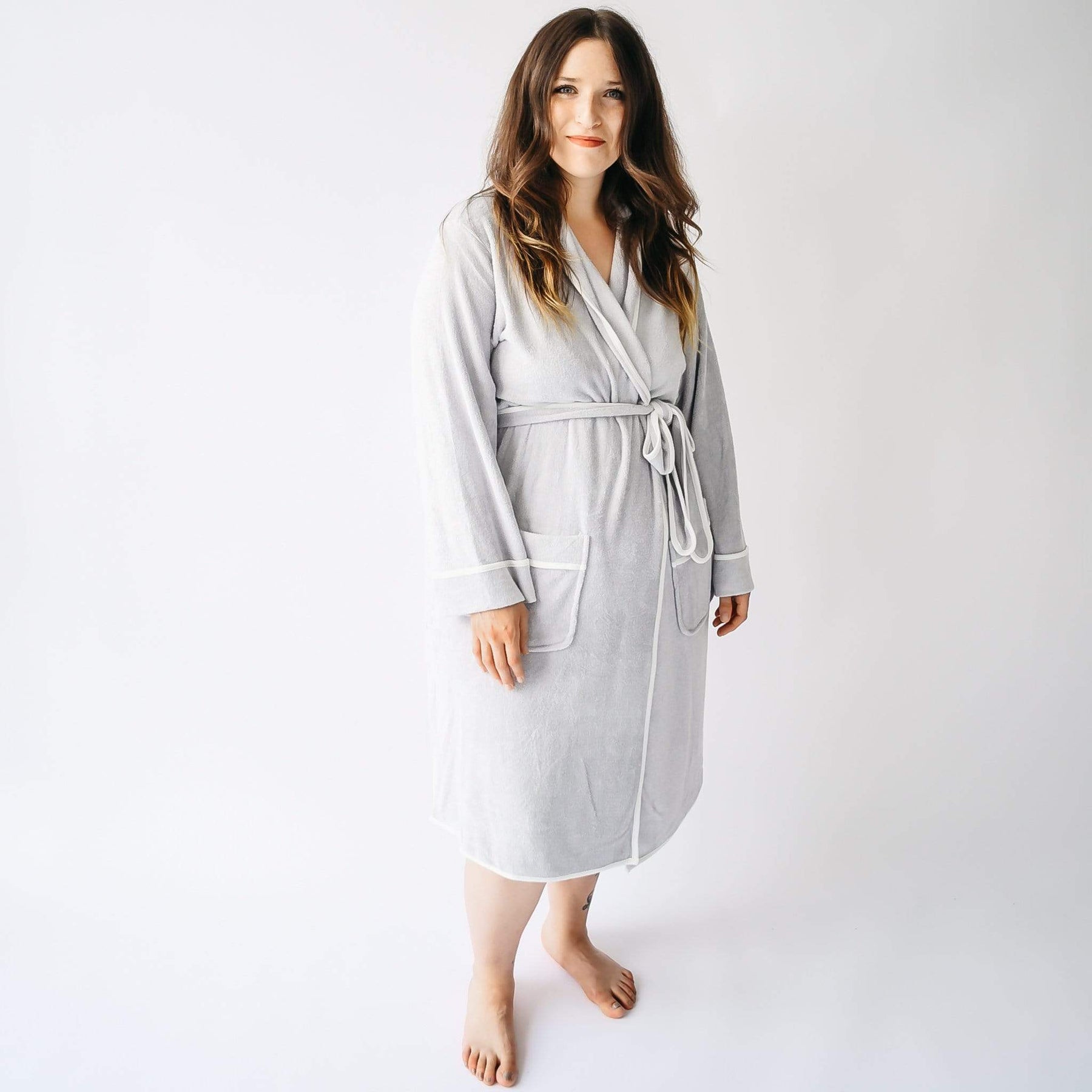 Adult Bath Robe in Storm with Cloud Trim - Kyte Baby