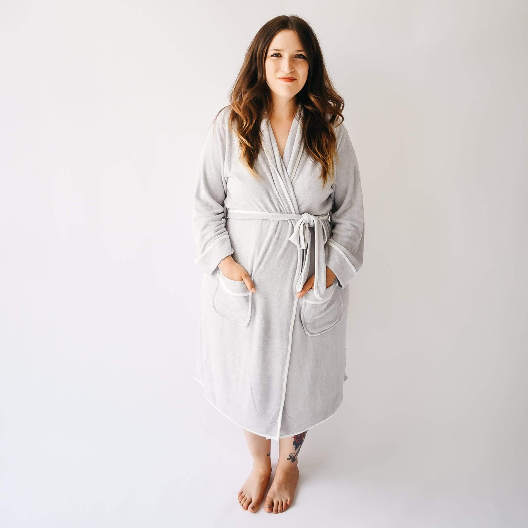 Adult Bath Robe in Storm with Cloud Trim - Kyte Baby