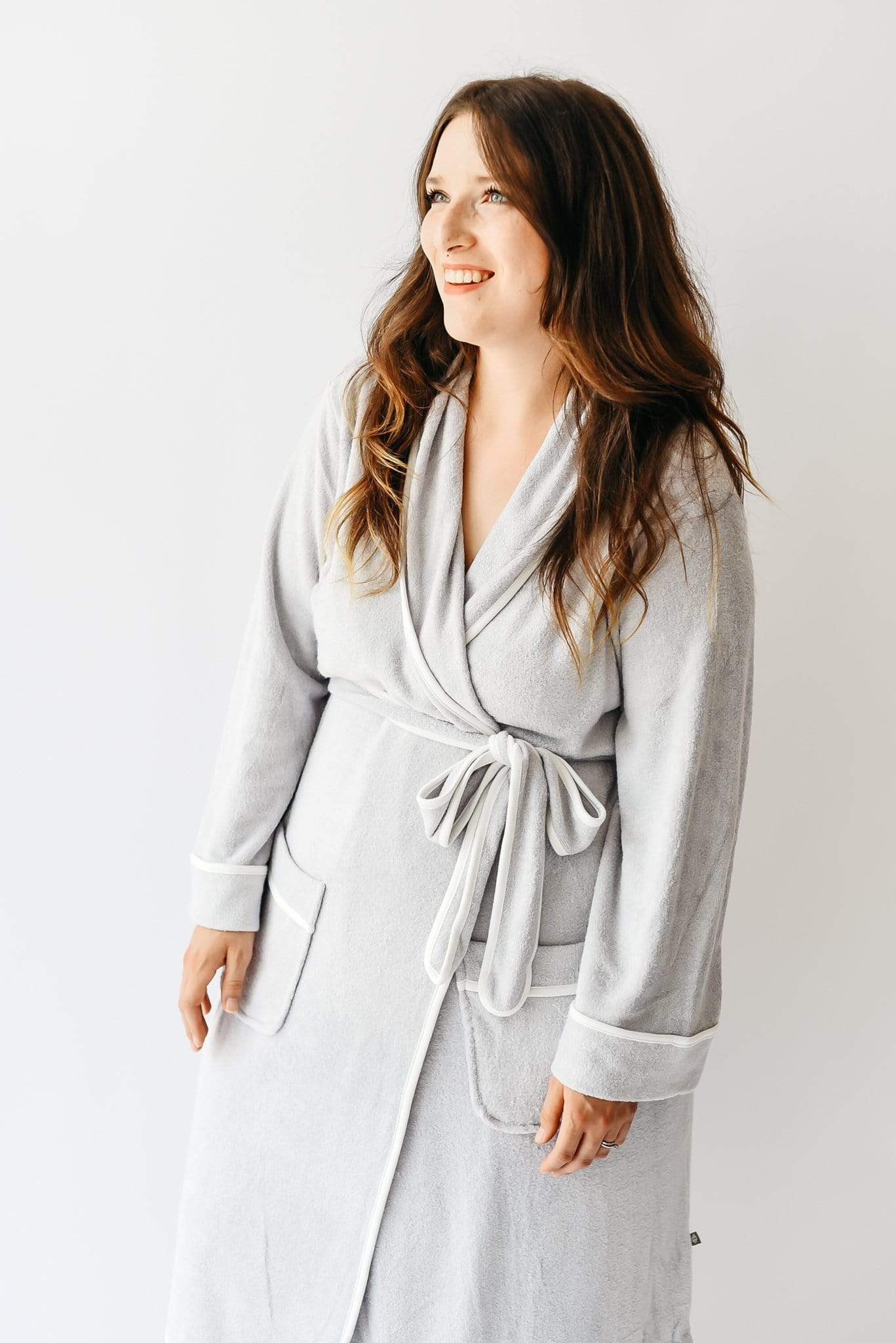 Adult Bath Robe in Storm with Cloud Trim - Kyte Baby