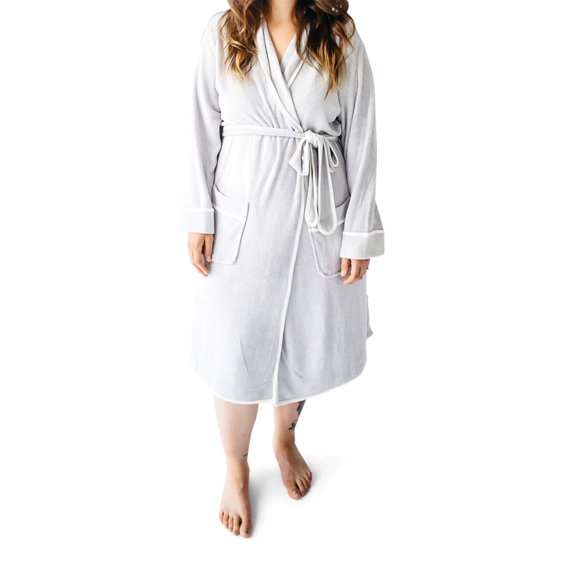 Adult Bath Robe in Storm with Cloud Trim - Kyte Baby