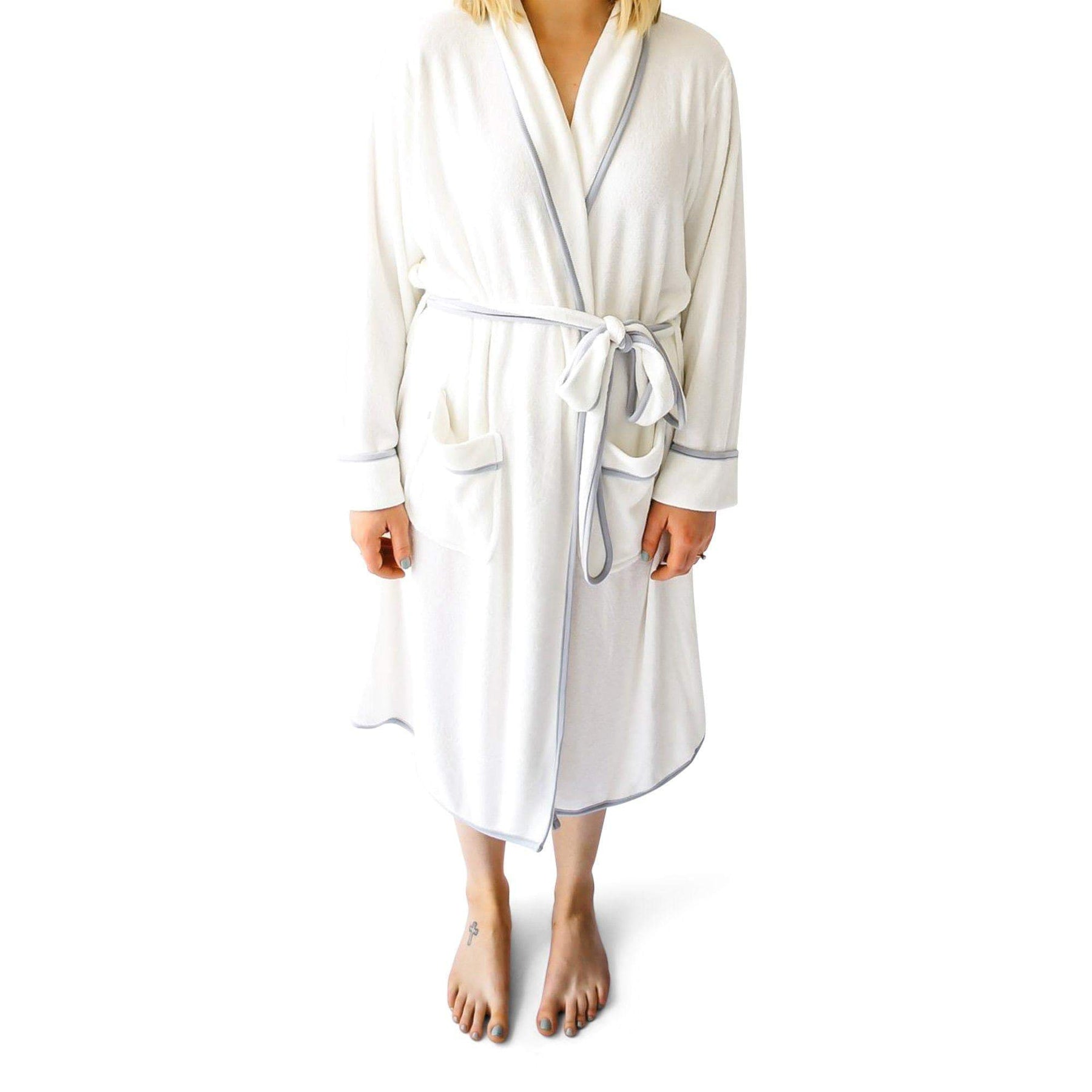 Adult Bath Robe in Cloud with Storm Trim - Kyte Baby