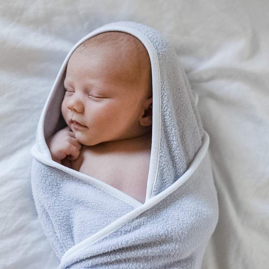 Bamboo Hooded Bath Towel in Storm Cloud Trim Kyte Baby