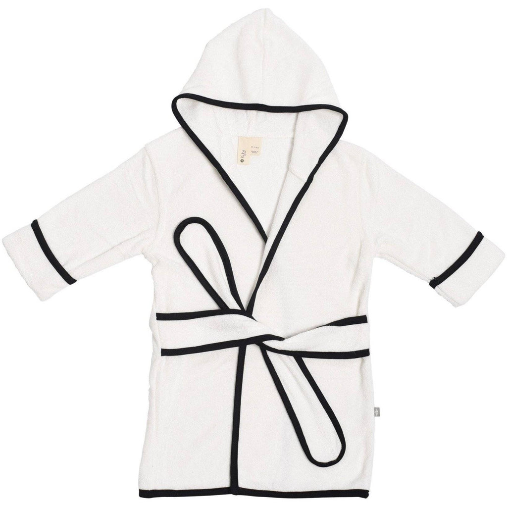 Toddler Bath Robe in Cloud with Midnight Trim