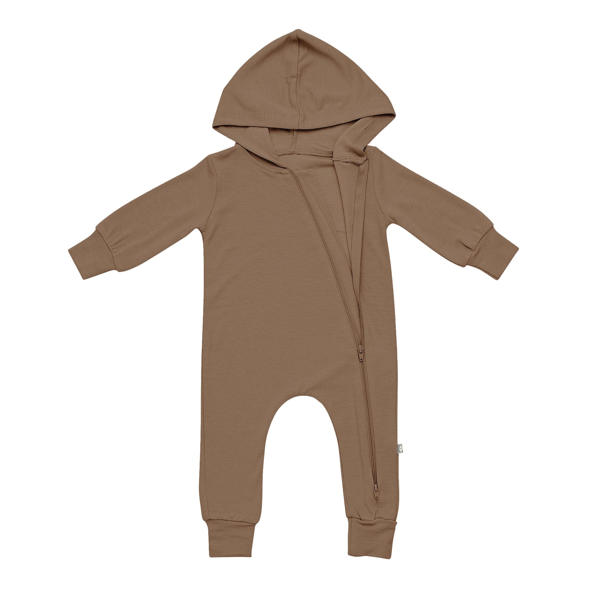 Kyte BABY Hooded Zippered Romper Bamboo Jersey Hooded Zippered Romper in Coffee