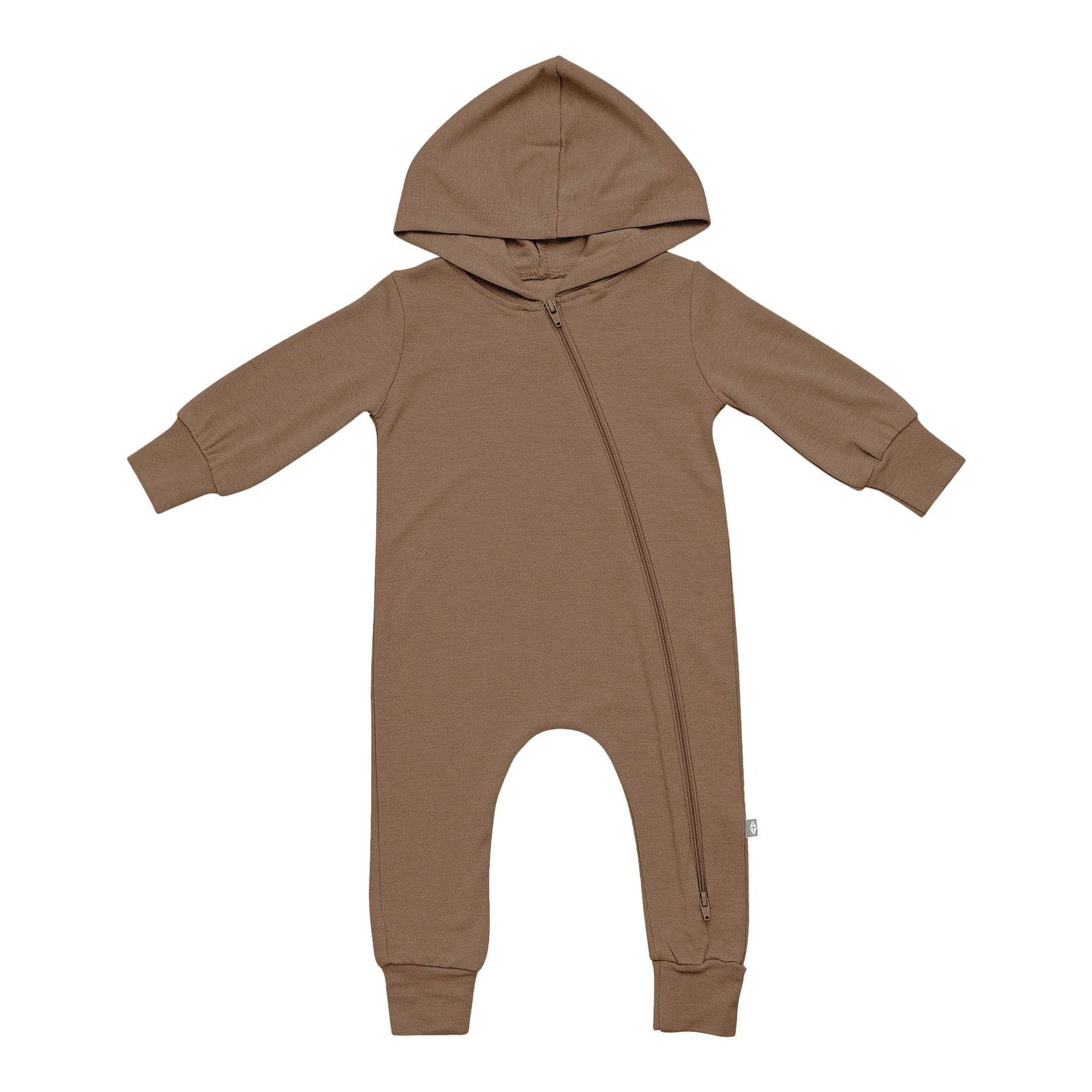 Kyte BABY Hooded Zippered Romper Bamboo Jersey Hooded Zippered Romper in Coffee