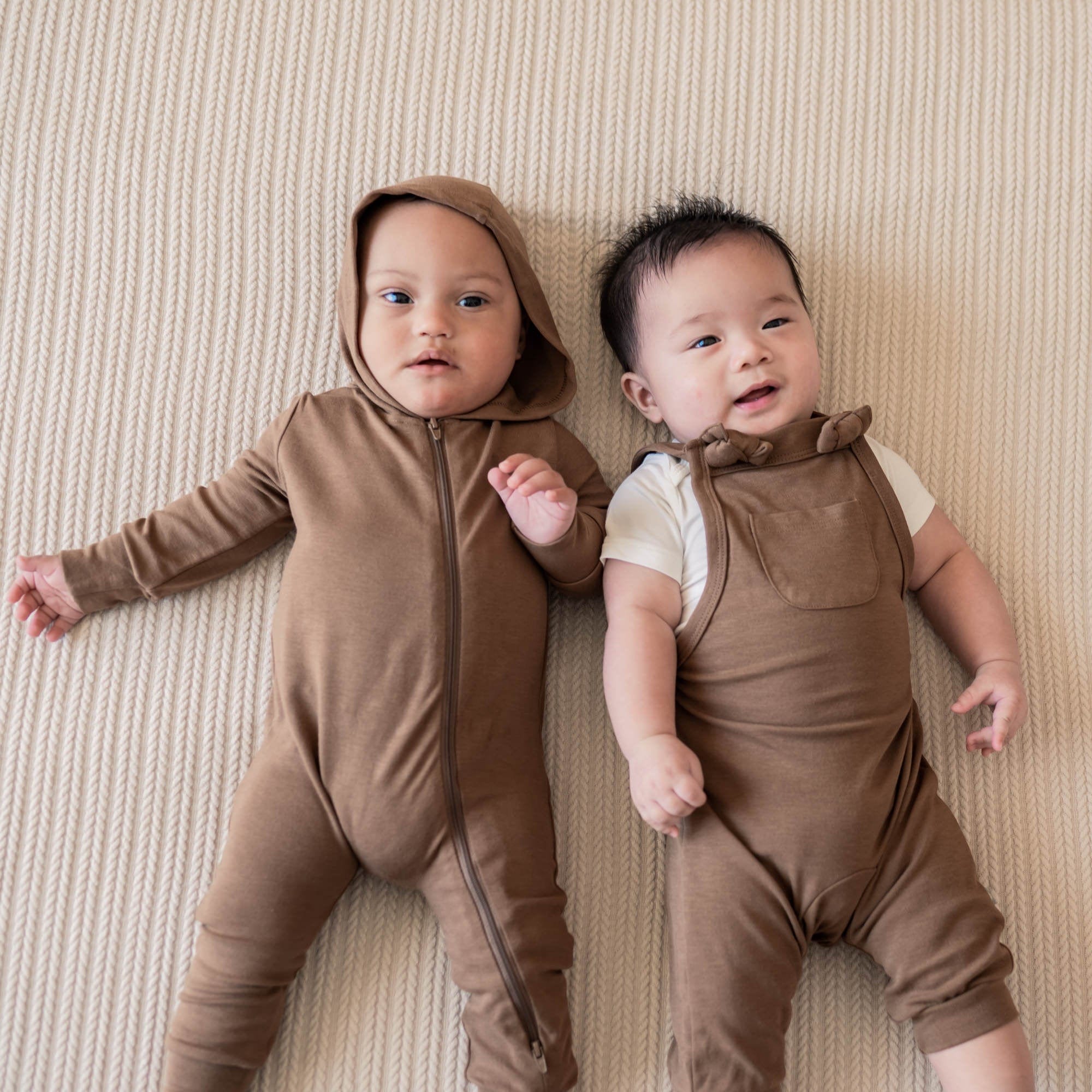 Kyte BABY Hooded Zippered Romper Bamboo Jersey Hooded Zippered Romper in Coffee