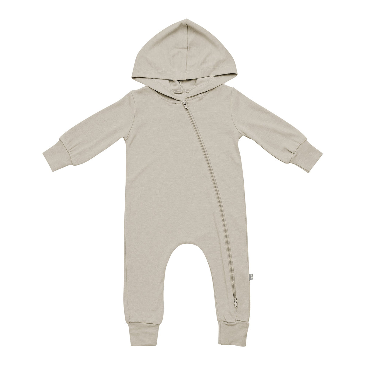 Kyte BABY Hooded Zippered Romper Bamboo Jersey Hooded Zippered Romper in Khaki