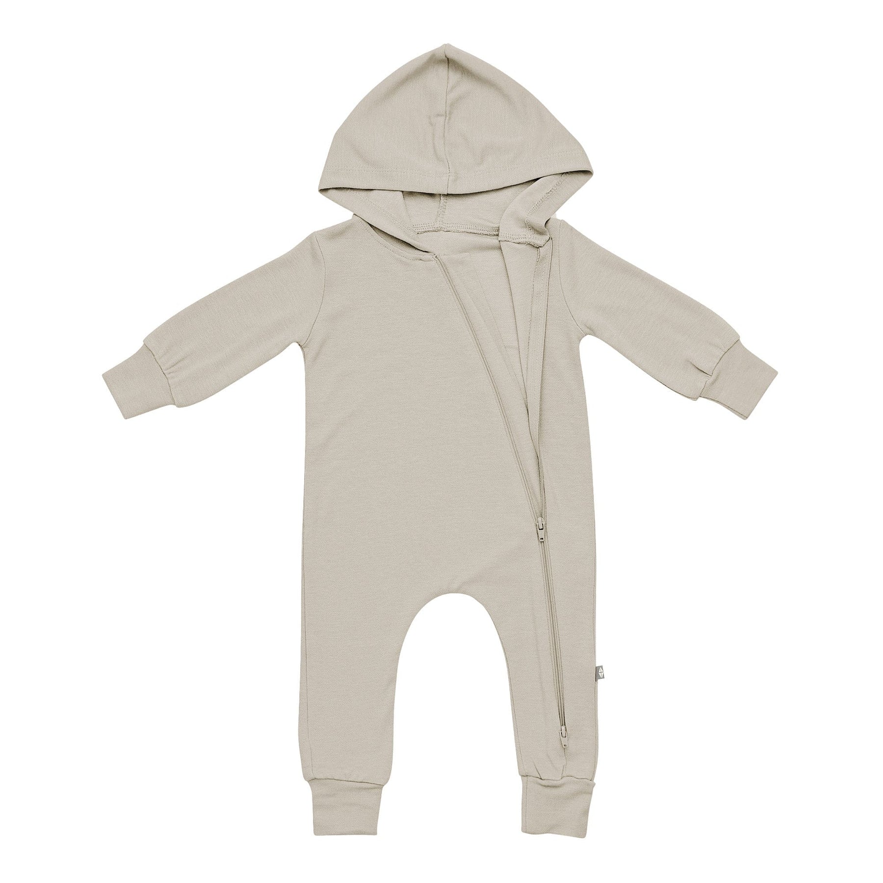 Kyte BABY Hooded Zippered Romper Bamboo Jersey Hooded Zippered Romper in Khaki