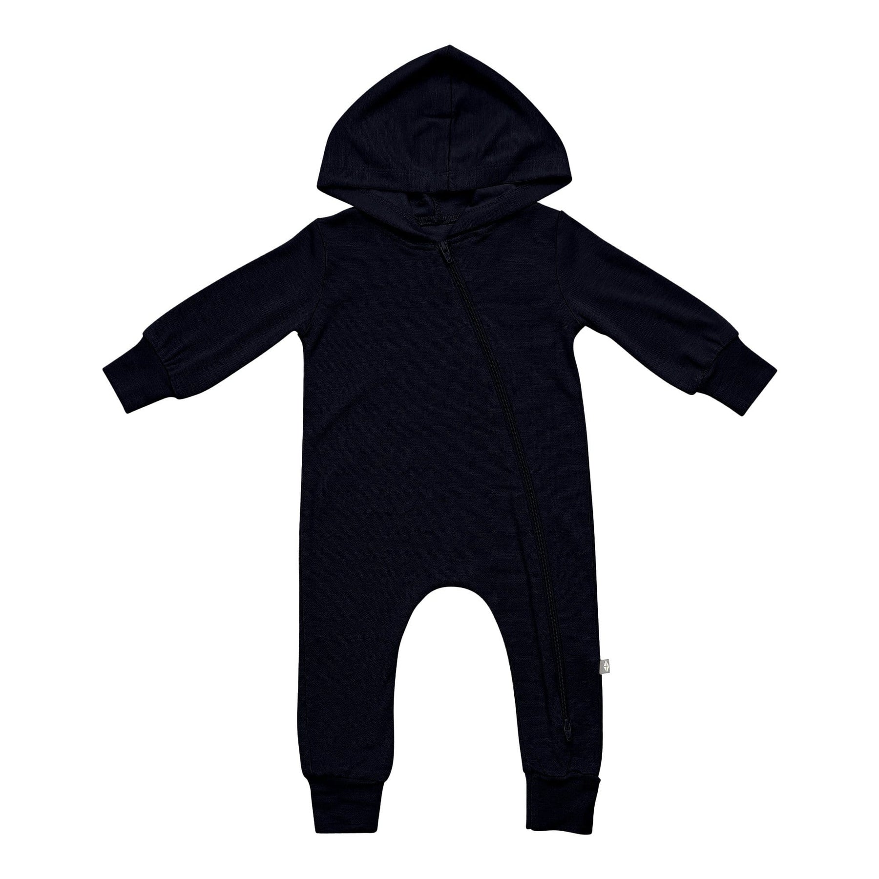Kyte BABY Hooded Zippered Romper Bamboo Jersey Hooded Zippered Romper in Midnight