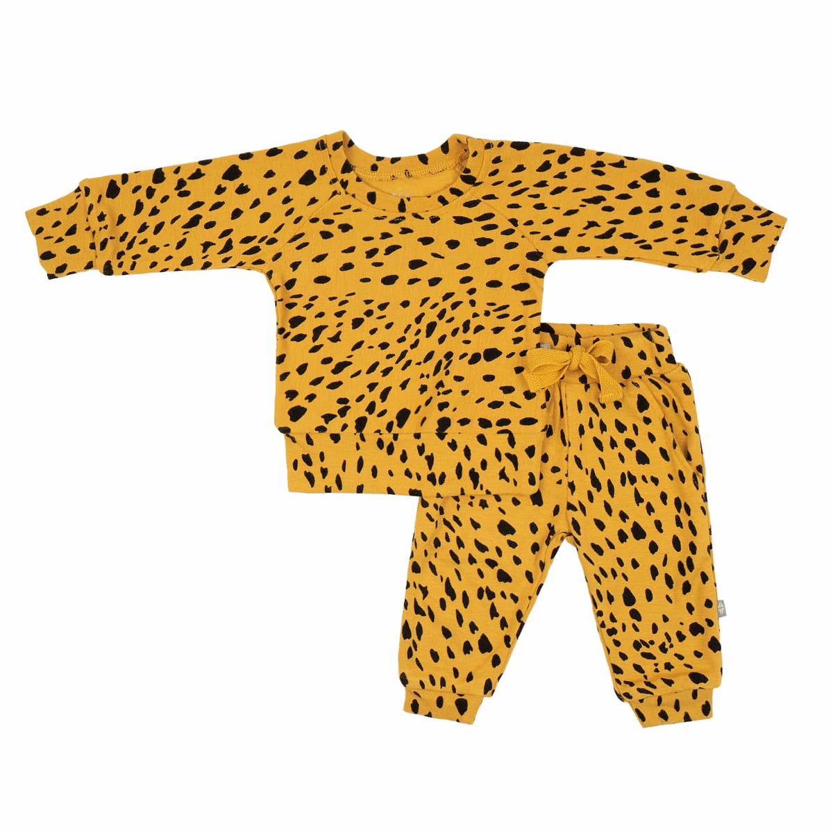 Kyte BABY Jogger Set Bamboo Jersey Jogger Set in Marigold Cheetah