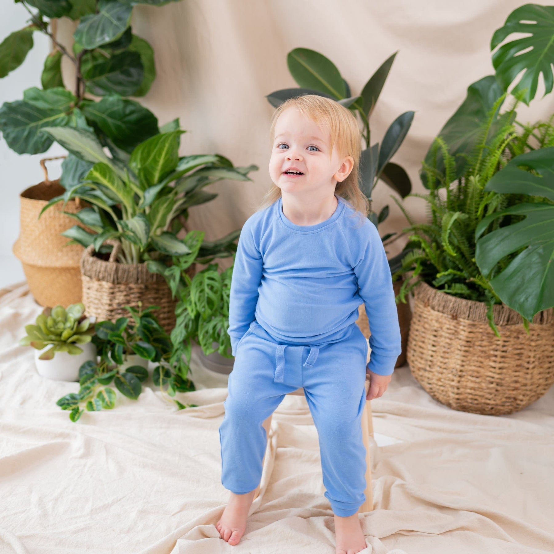 Kyte BABY Jogger Set Bamboo Jersey Jogger Set in Periwinkle