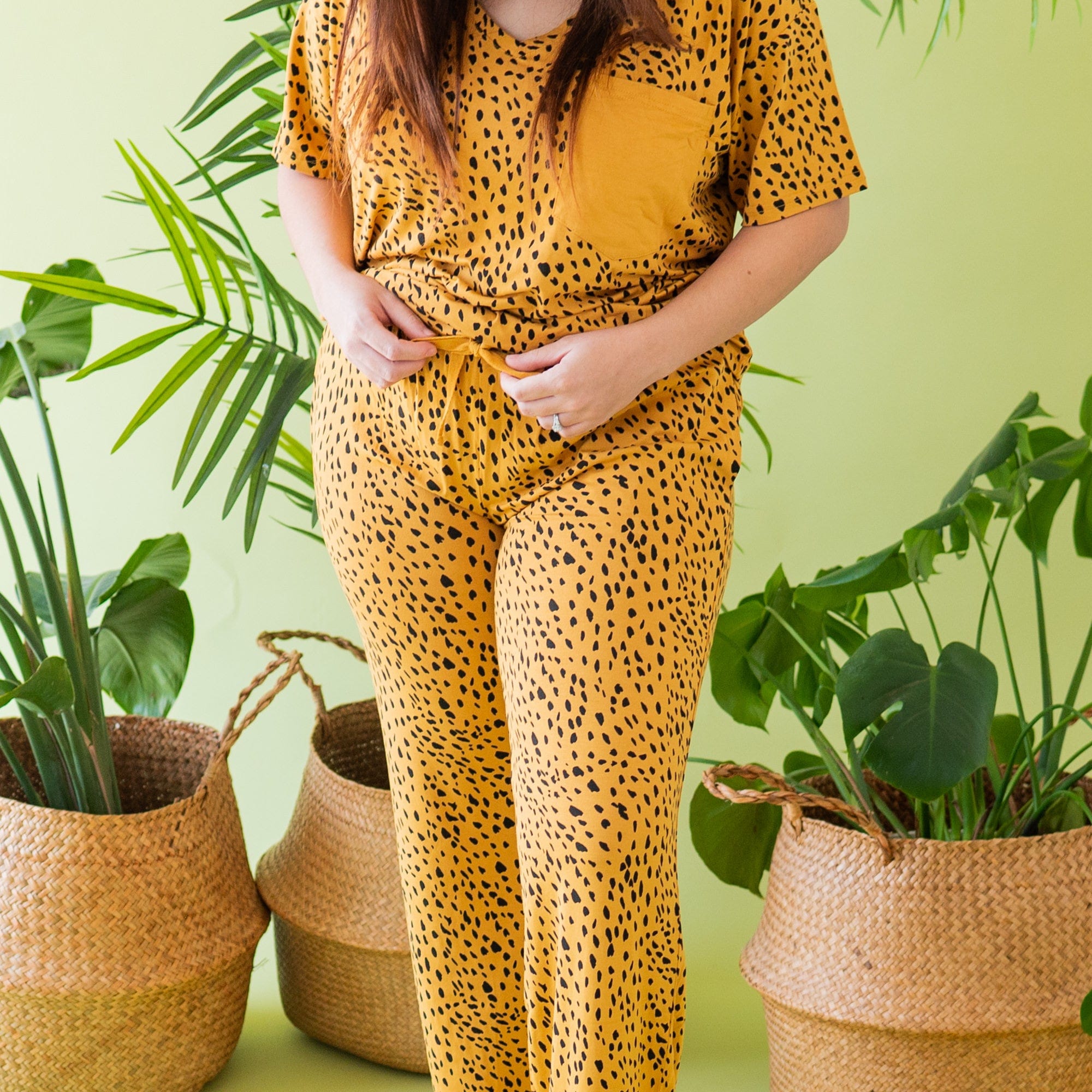 Kyte BABY Lounge Pants with pockets Women's Lounge Pants in Marigold Cheetah