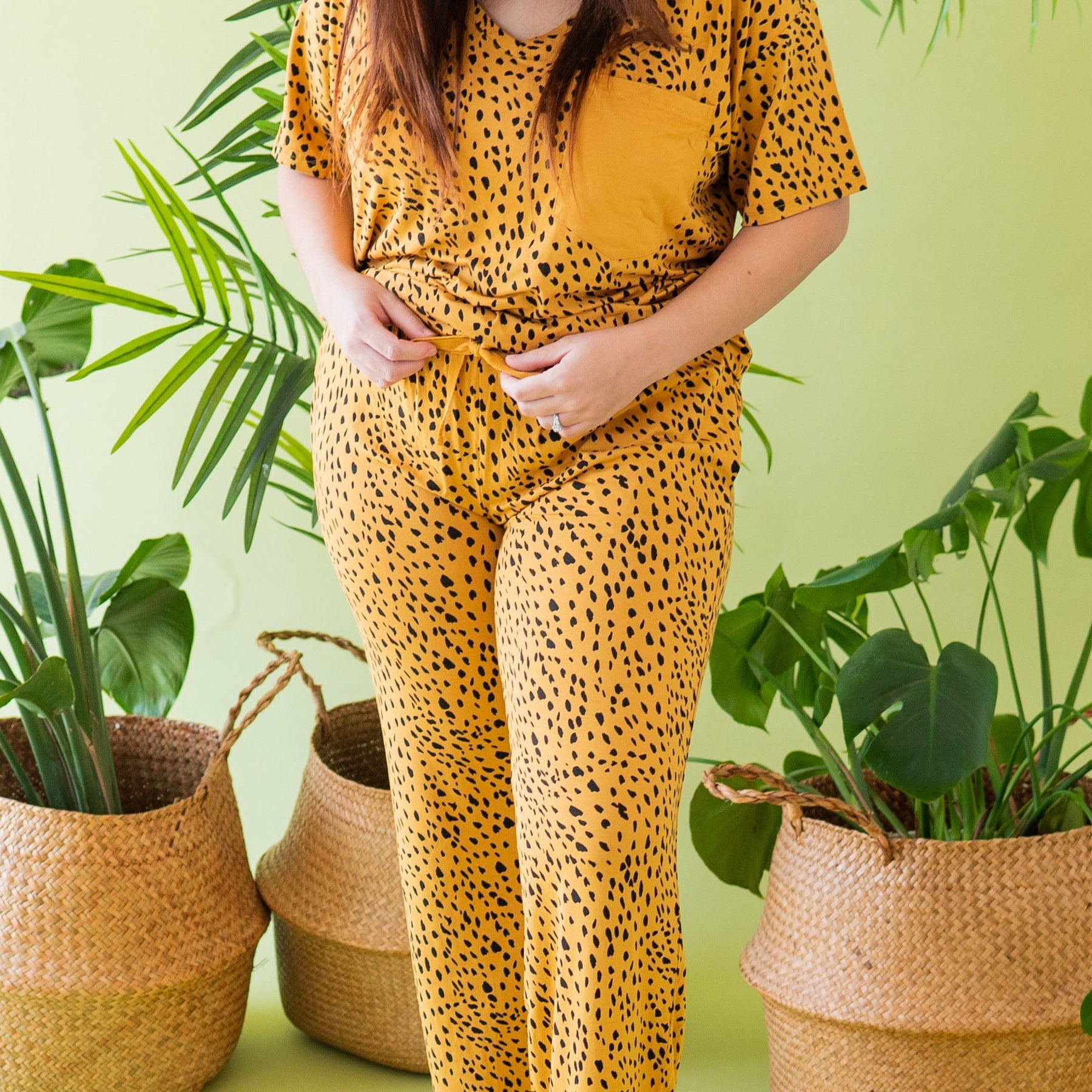 Kyte BABY Lounge Pants with pockets Women's Lounge Pants in Marigold Cheetah