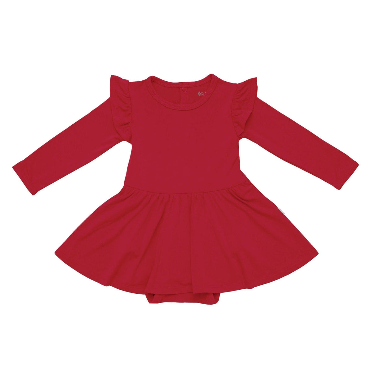 Kyte BABY LS Twirl Bodysuit Dress Long Sleeve Twirl Bodysuit Dress in Cardinal