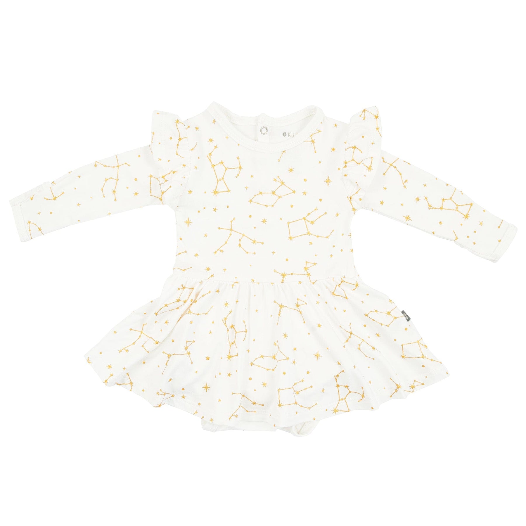 Kyte BABY LS Twirl Bodysuit Dress Long Sleeve Twirl Bodysuit Dress in Cloud Constellations