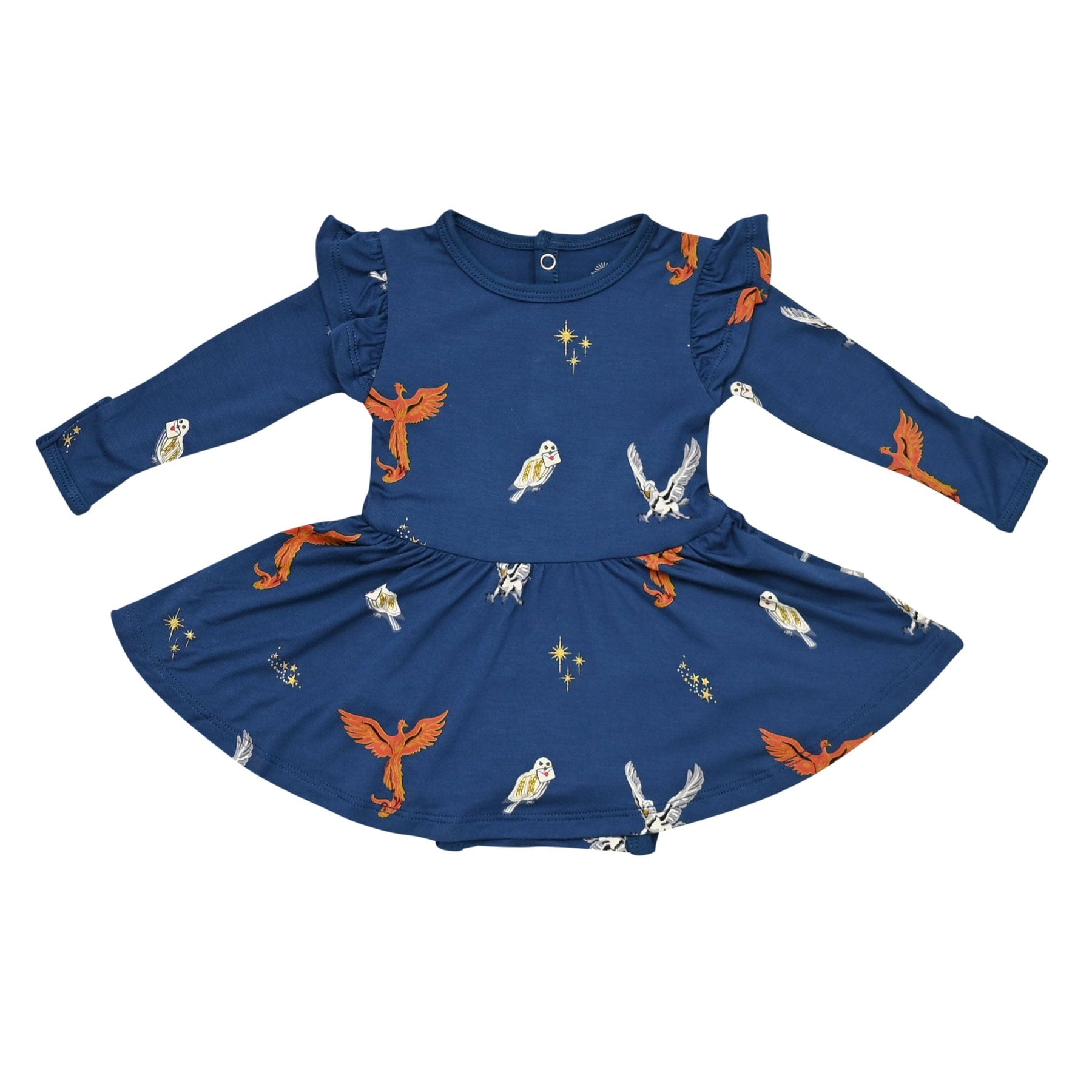 Kyte BABY LS Twirl Bodysuit Dress Long Sleeve Twirl Bodysuit Dress in Flight