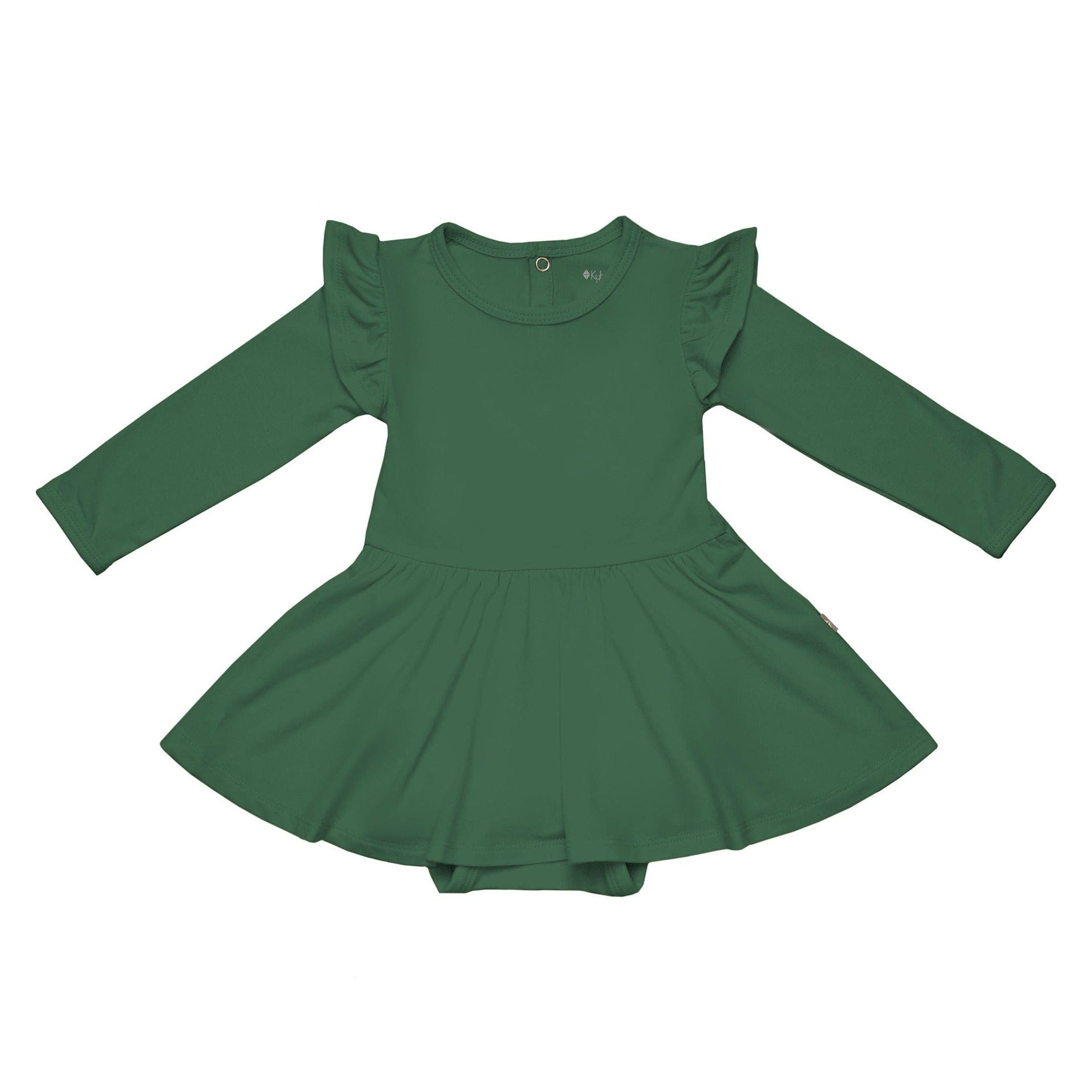 Kyte BABY LS Twirl Bodysuit Dress Long Sleeve Twirl Bodysuit Dress in Hunter