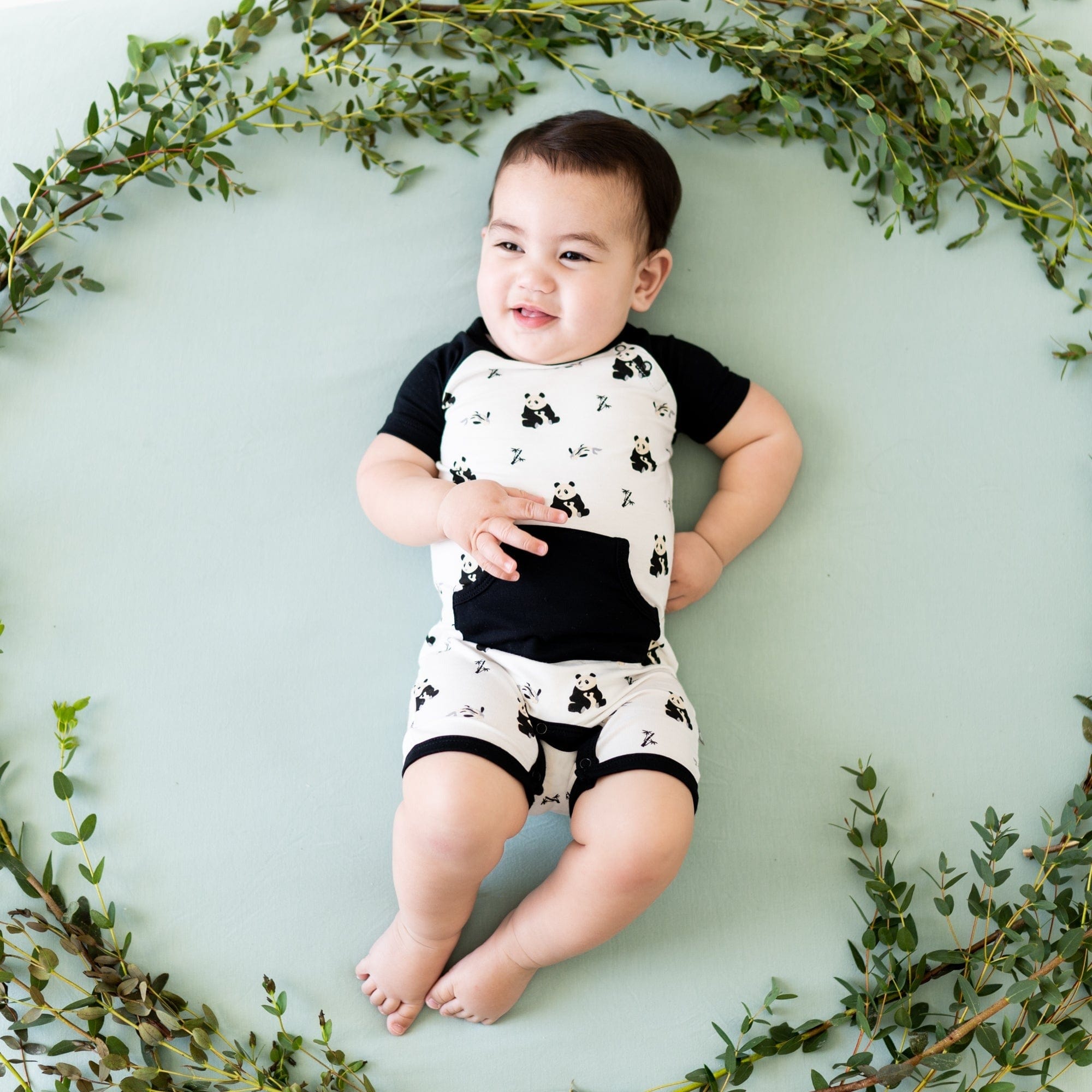 Kyte BABY Short Alls Short All in Black and White Zen