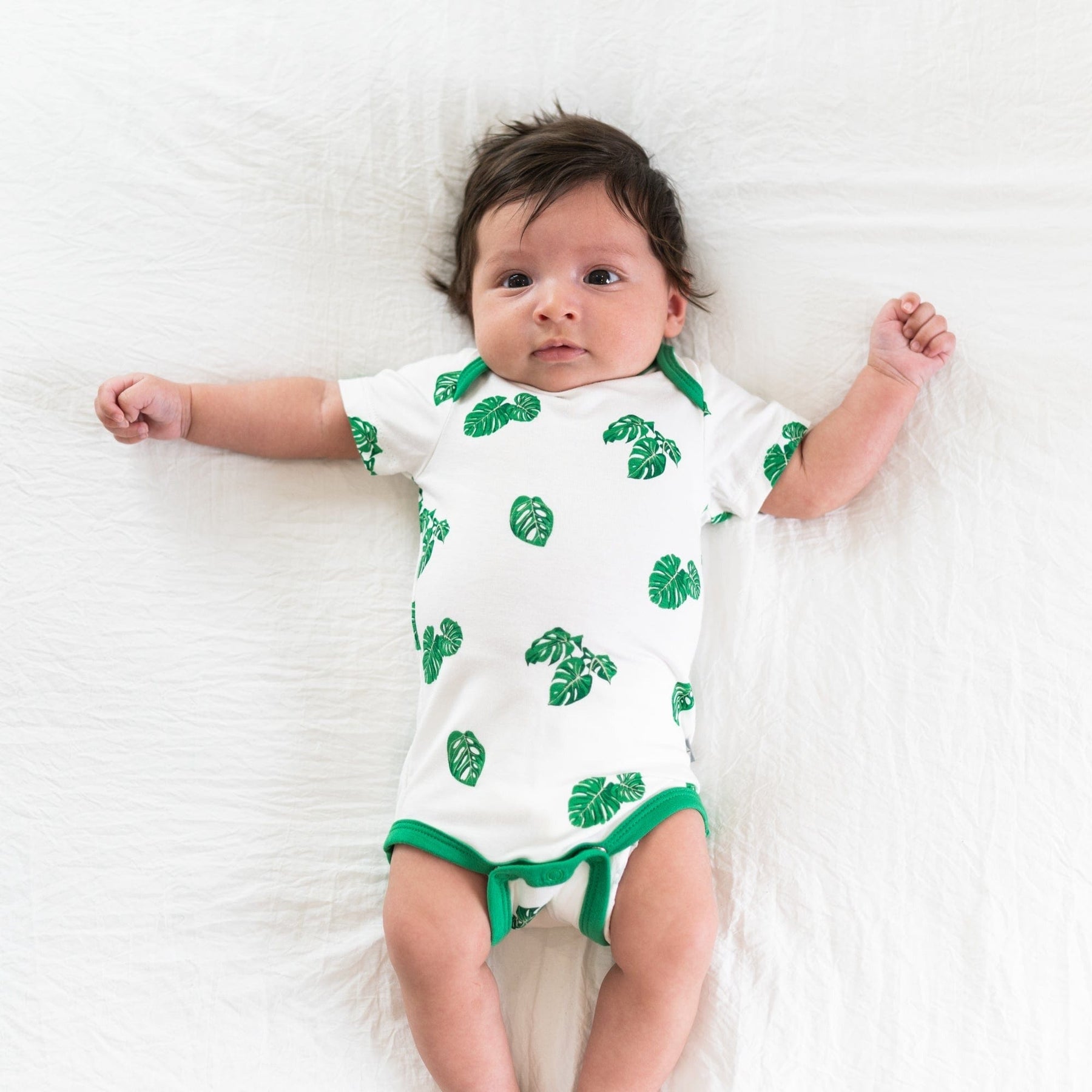 Kyte BABY Short Sleeve Bodysuit Printed Bodysuit in Monstera