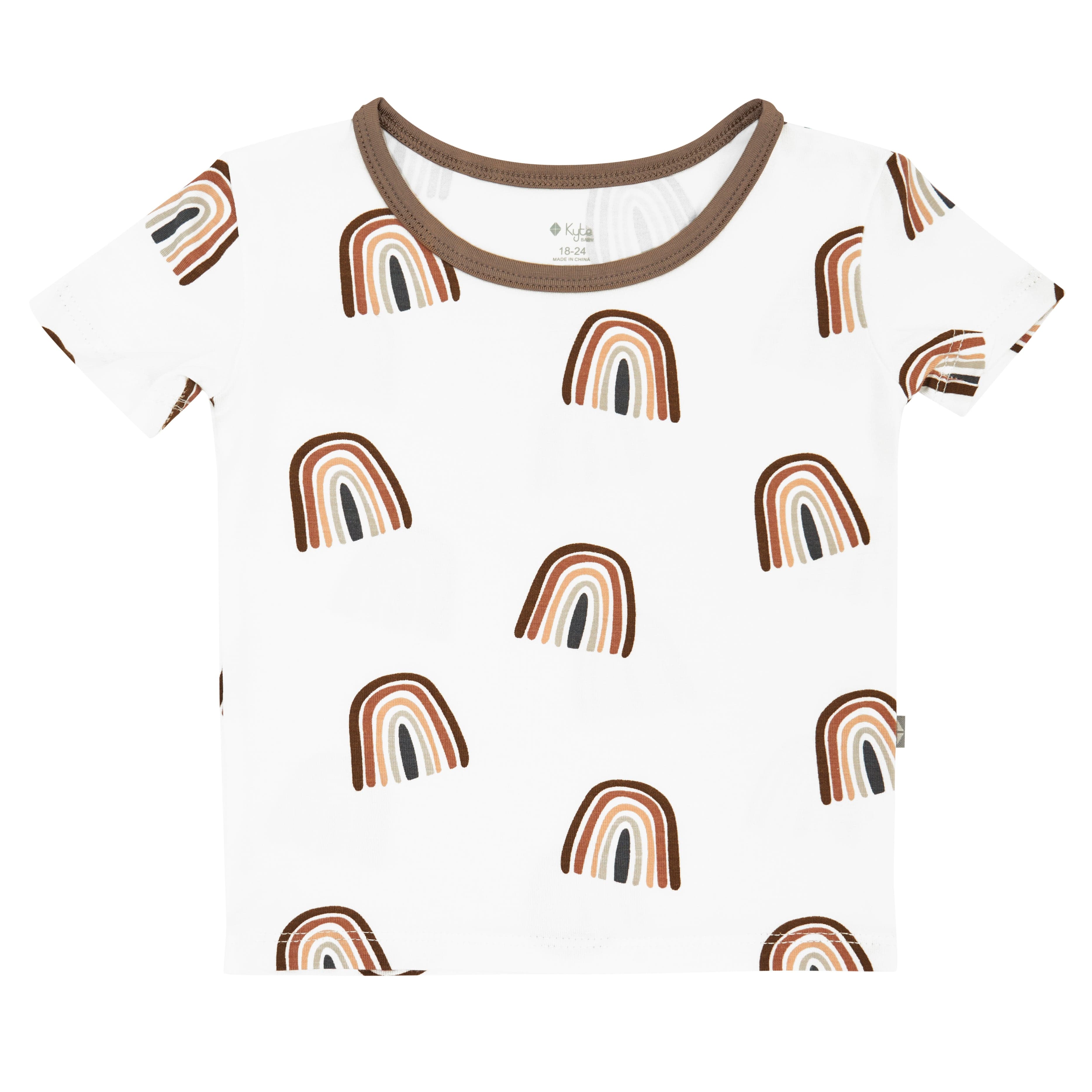 Kyte BABY Short Sleeve Toddler Pajama Set Short Sleeve Toddler Pajama Set in Coffee Rainbow