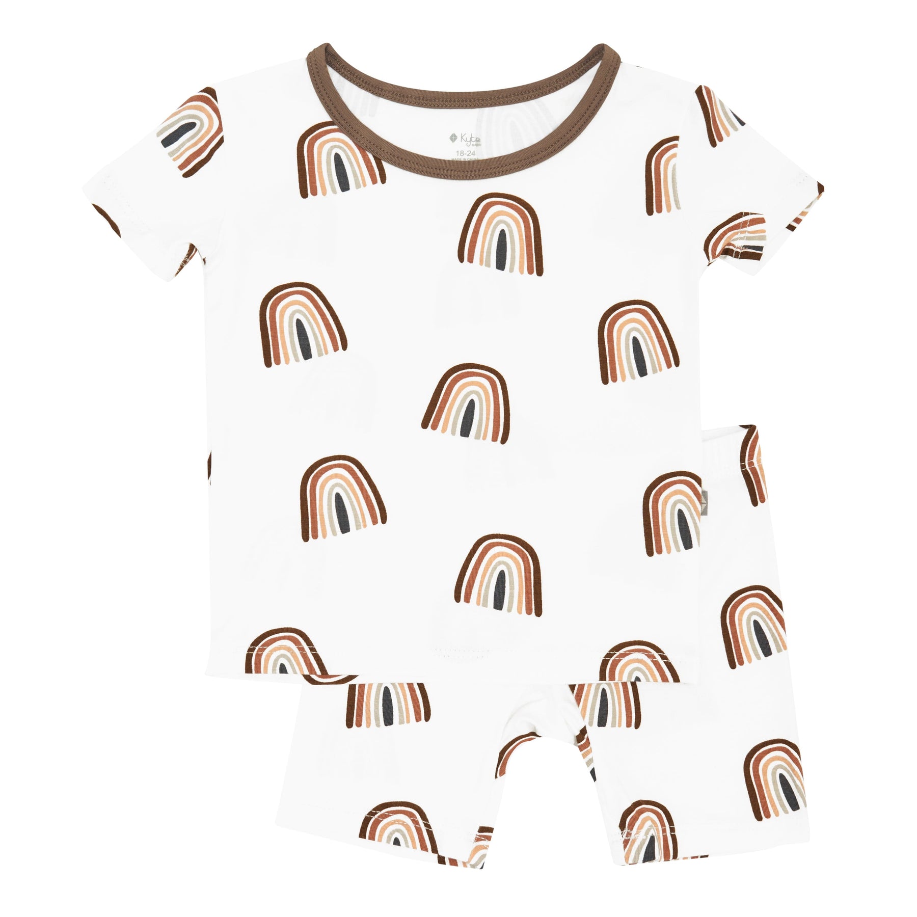 Kyte BABY Short Sleeve Toddler Pajama Set Short Sleeve Toddler Pajama Set in Coffee Rainbow