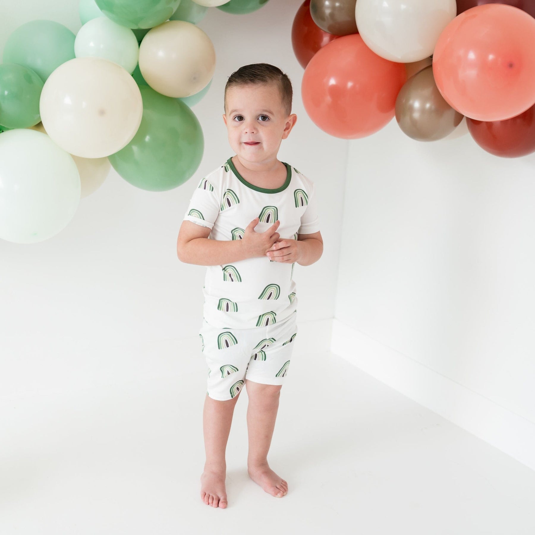 Kyte BABY Short Sleeve Toddler Pajama Set Short Sleeve Toddler Pajama Set in Hunter Rainbow