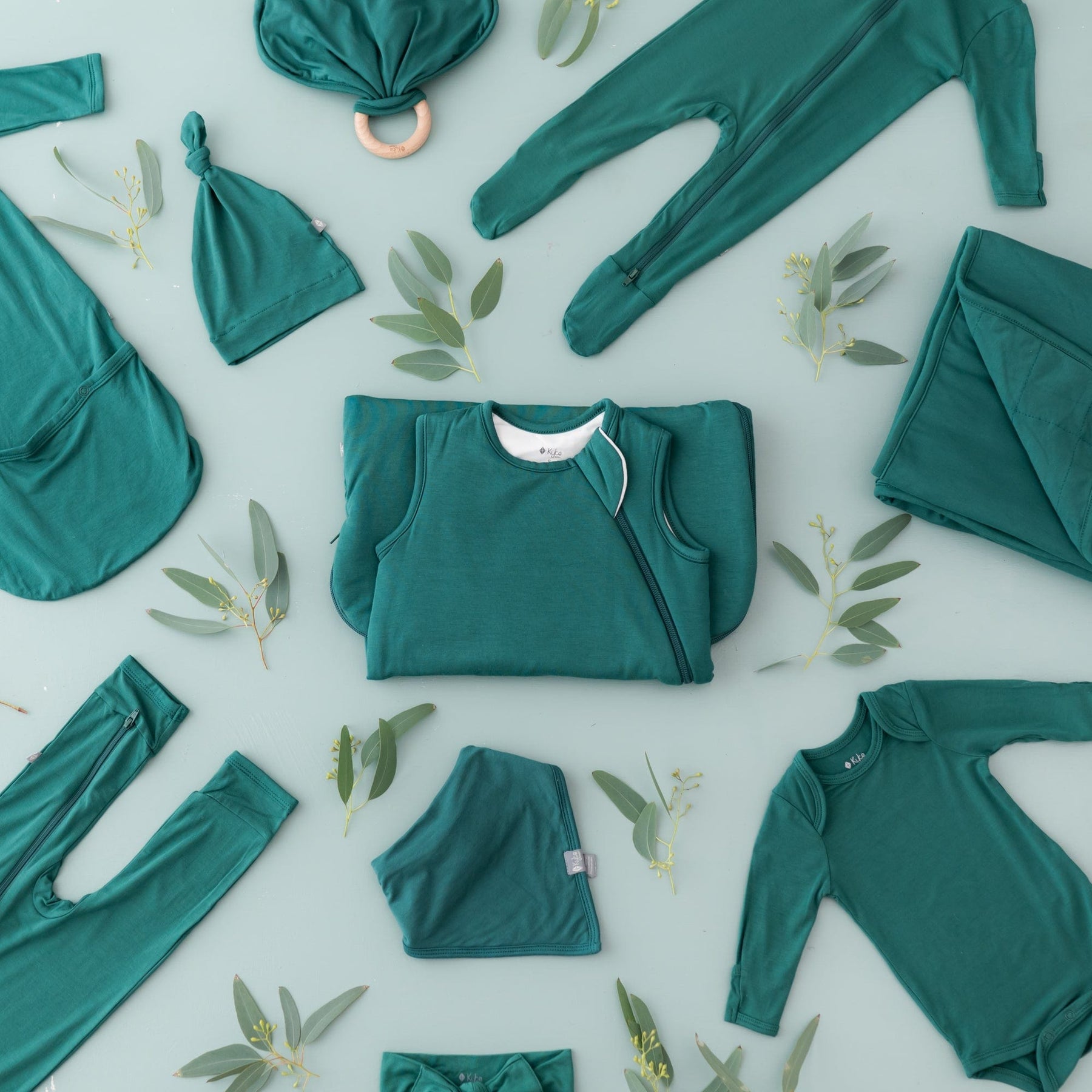 Kyte Baby bamboo sleepwear for babies in Emerald Green
